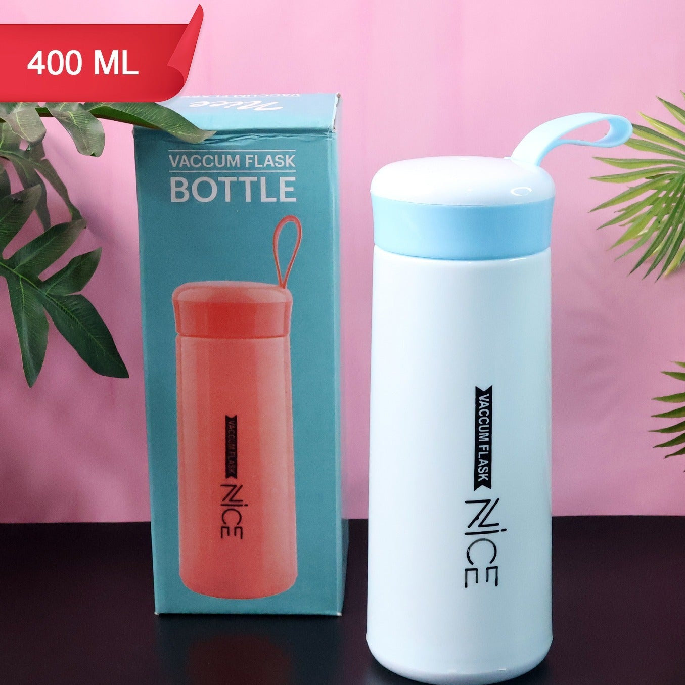 400 ML Insulated Plastic Flask Bottle - Hot & Cold Travel Water Container with Strap - Happy Price - Image 1