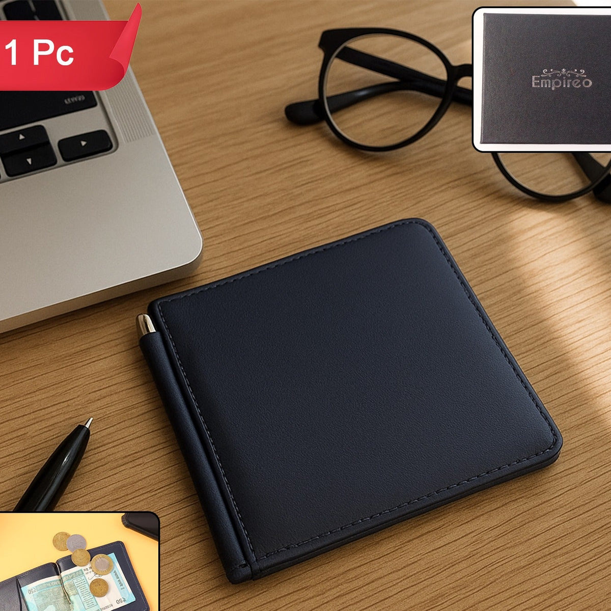 Slim Bi-Fold Men's Wallet with Gift Box - Compact Card & Cash Holder - Happy Price - Image 1