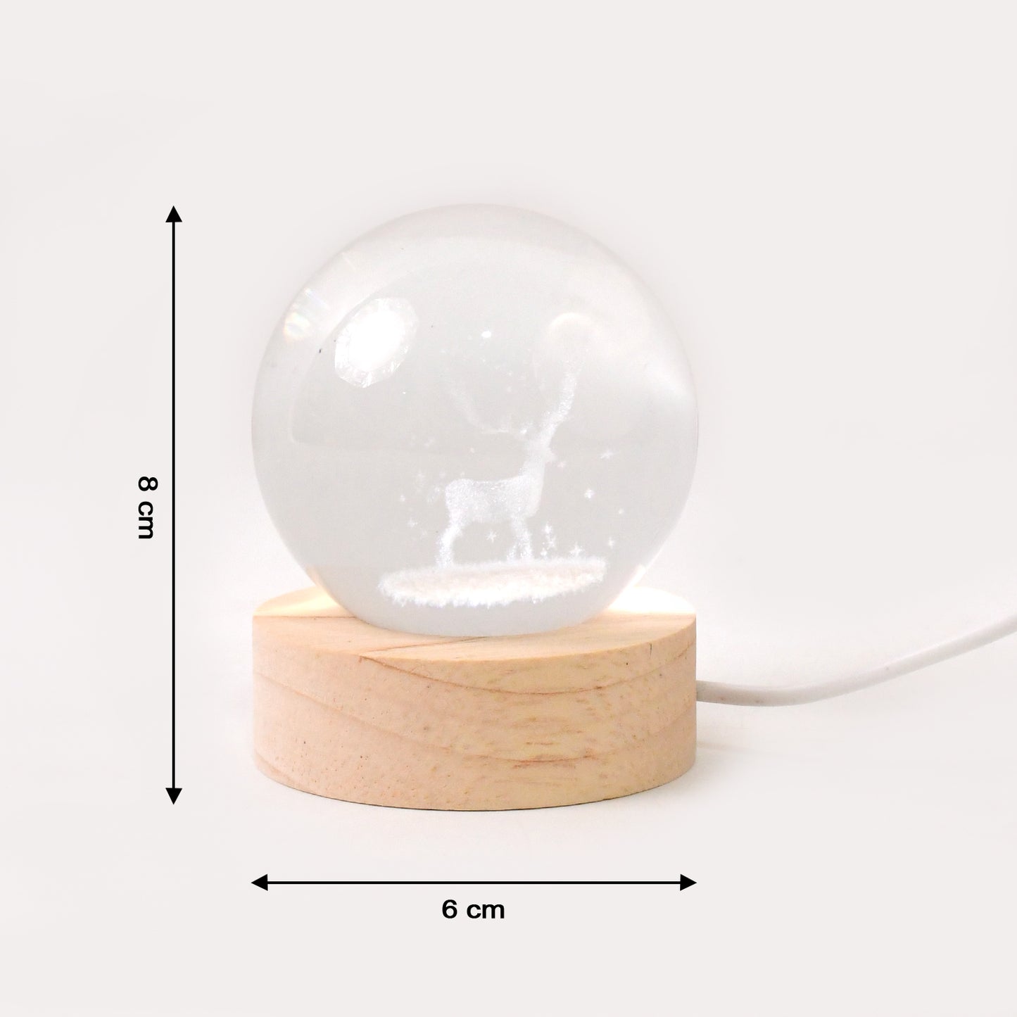 Mela Crystal Ball Night Light Glass Ball Night Lamp With Wood Base - Happy Price - Image 6