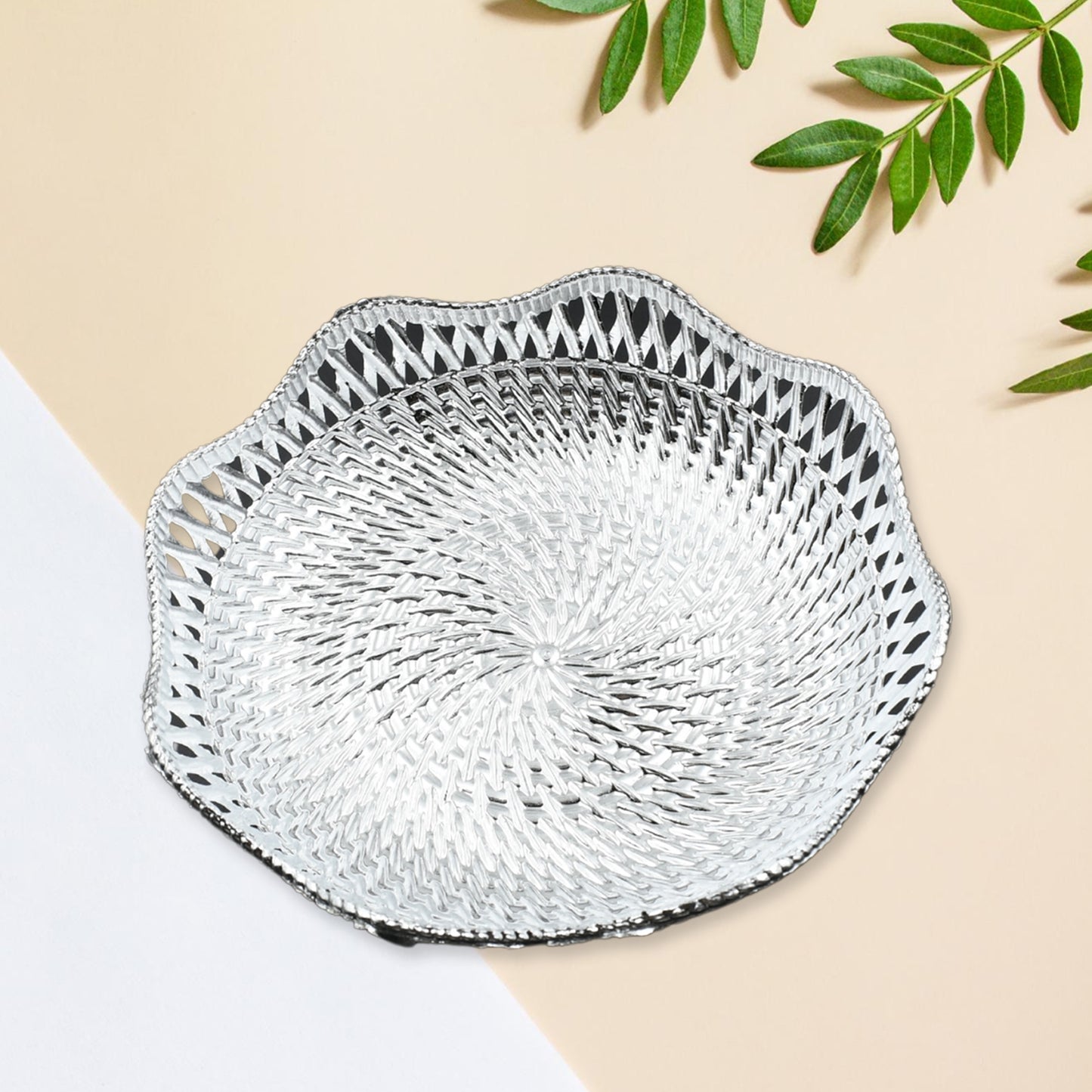 Round Serving Tray Traditional Serving Tray Multipurpose Serving Tray Decorative Serving Platters Mukhwas Serving Tray (1 Pc ) - Happy Price - Image 3