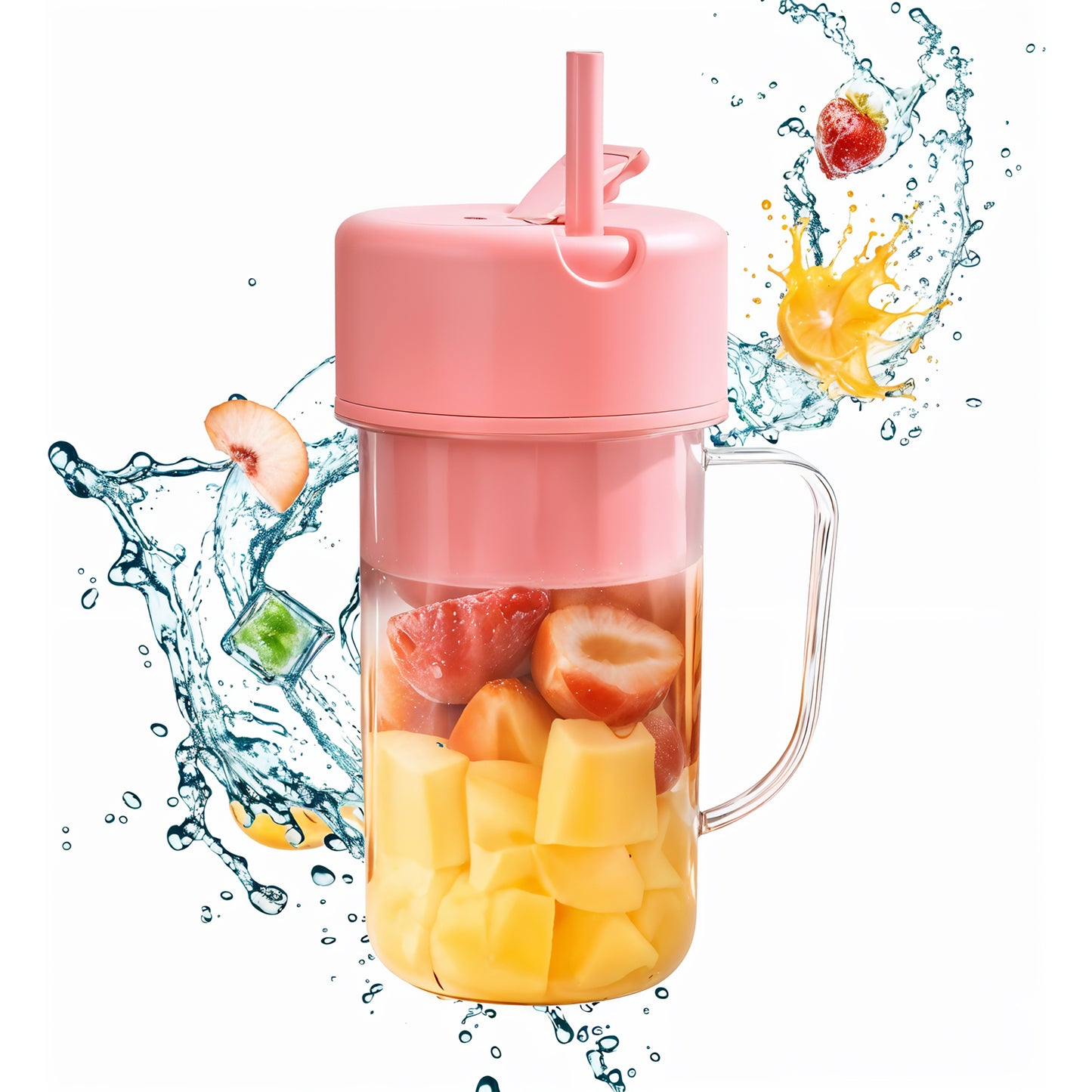 Portable Crusher Juicer With Handle Straw Usb Rechargeable 6 Blades (420 Ml) - Happy Price - Image 4