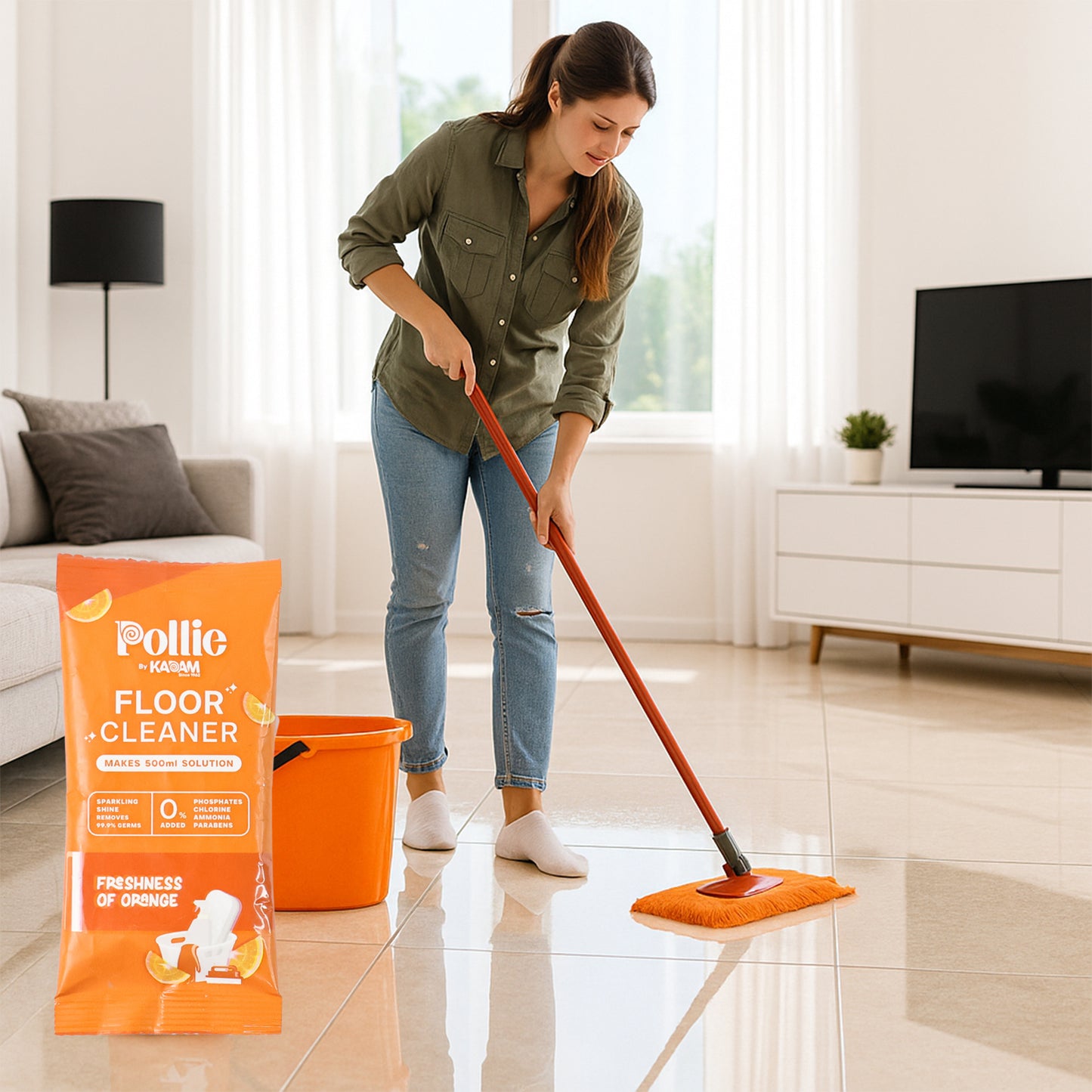 Pollic Kadam Orange Floor Cleaner Concentrate Sachet - 50 Gm - Happy Price - Image 5