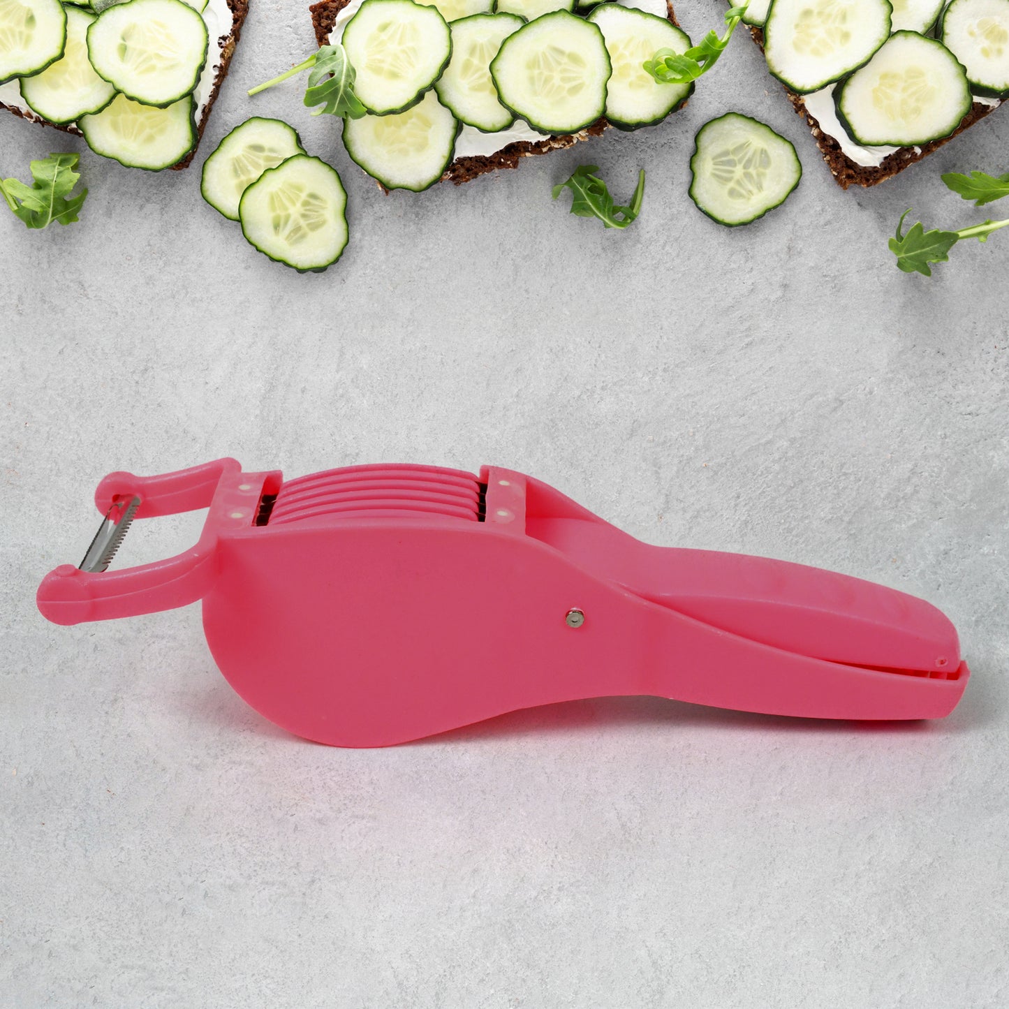 Plastic 2 In 1 Vegetable Fruit Multi Cutter 5 Blade Vegetable Cutter With Peeler (1 Pc Multicolor) - Happy Price - Image 5