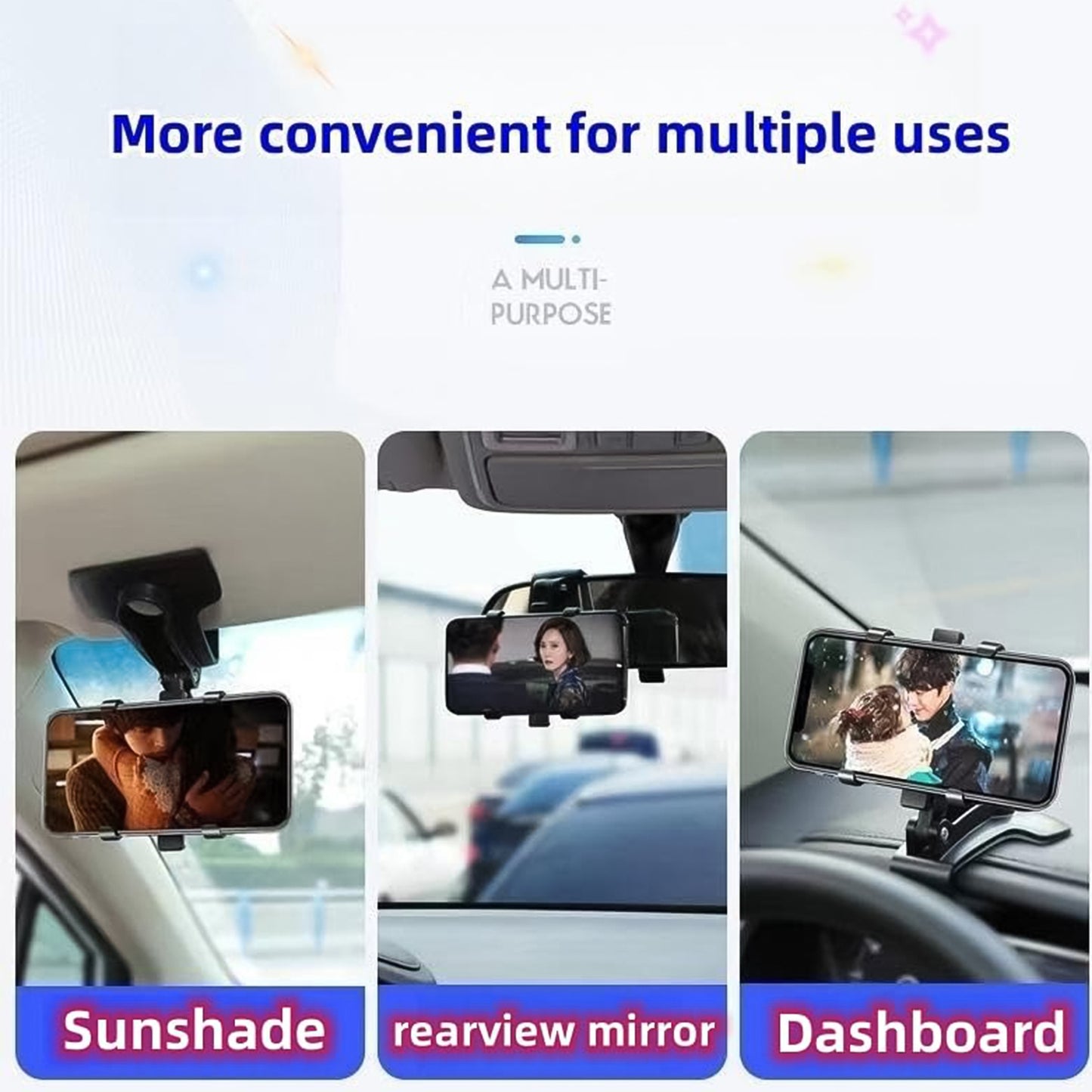 Adjustable Car Dashboard & Desk Phone Mount Holder - 360° Rotating Clip Stand (1 Pc) - Happy Price - Image 6