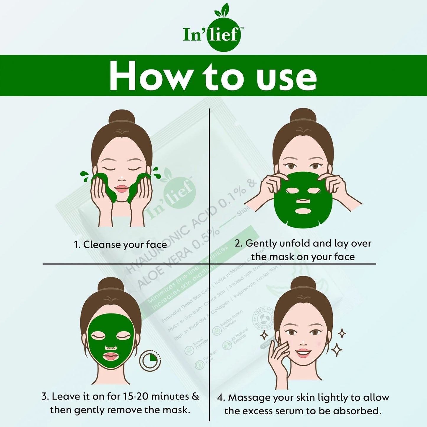 Hyaluronic Acid & Aloe Vera Hydrating Facial Mask - 1 Pc - Happy Price - Image 4