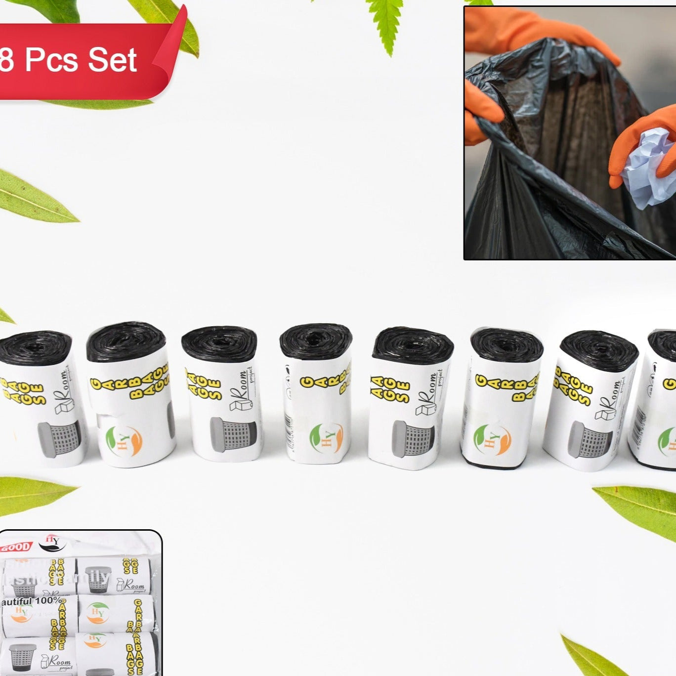 Disposable Eco-friendly Garbage Trash Bag (8 Pcs Set) - Happy Price - Image 1
