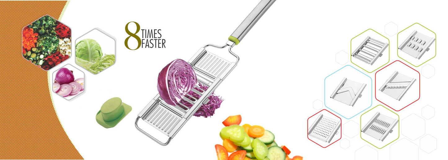 6 In 1 Stainless Steel Kitchen Chips Chopper Cutter Slicer And Grater With Handle - Happy Price - Image 4