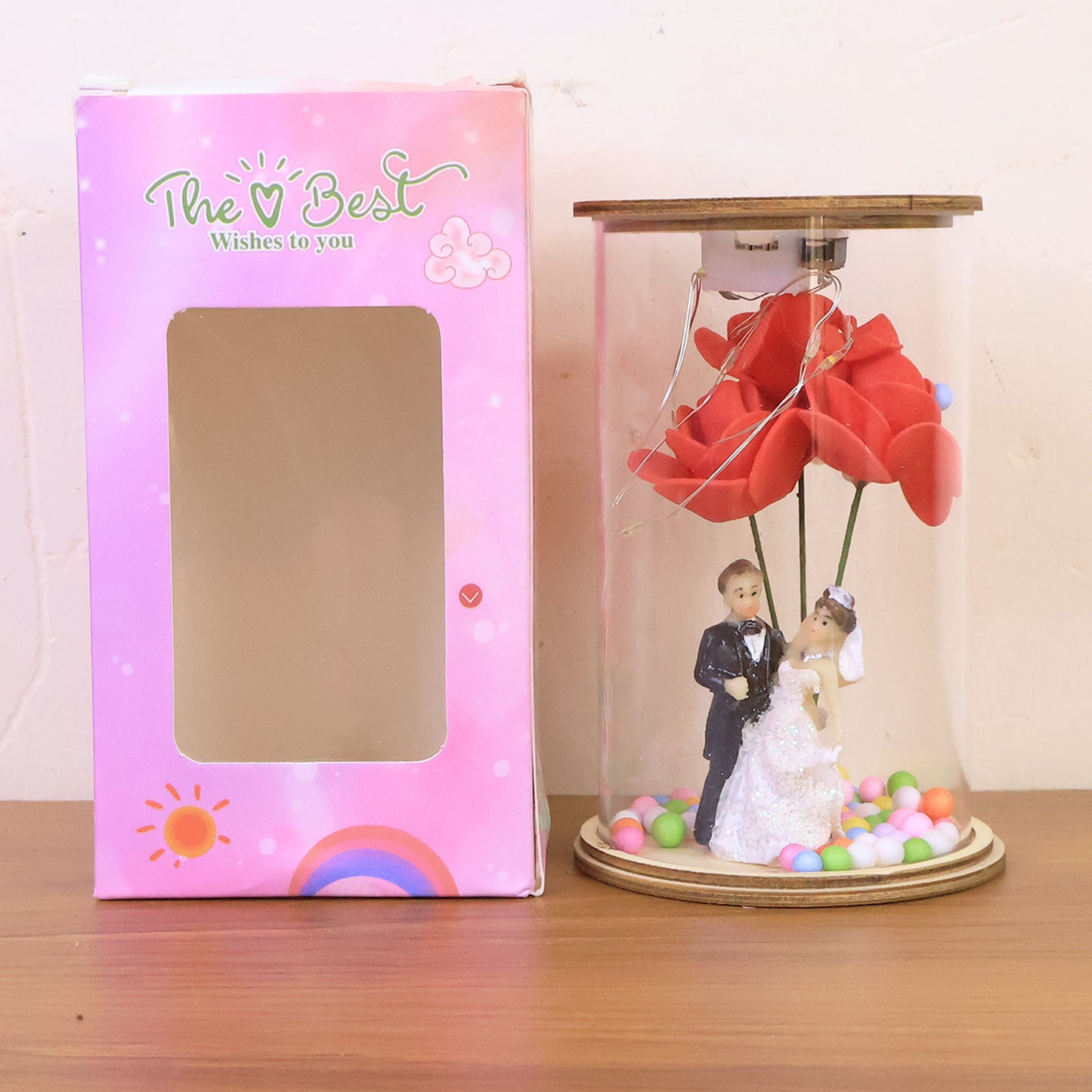 Wedding Couple With Led Rose Lamp (1 Pc)