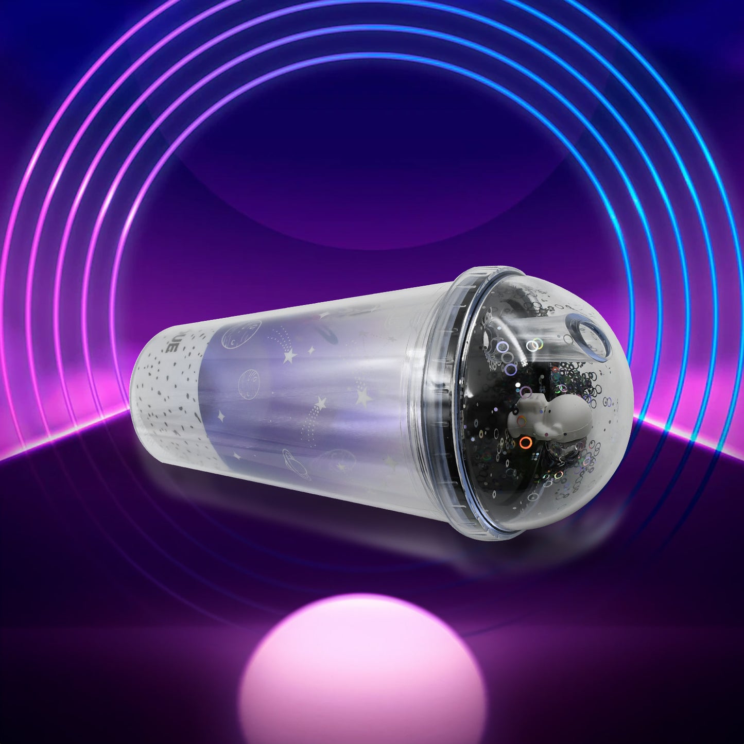 Astronaut Space Design LED Glow Light Tumbler with Straw - 13oz Insulated Double Wall Plastic Cup for Kids - Happy Price - Image 6