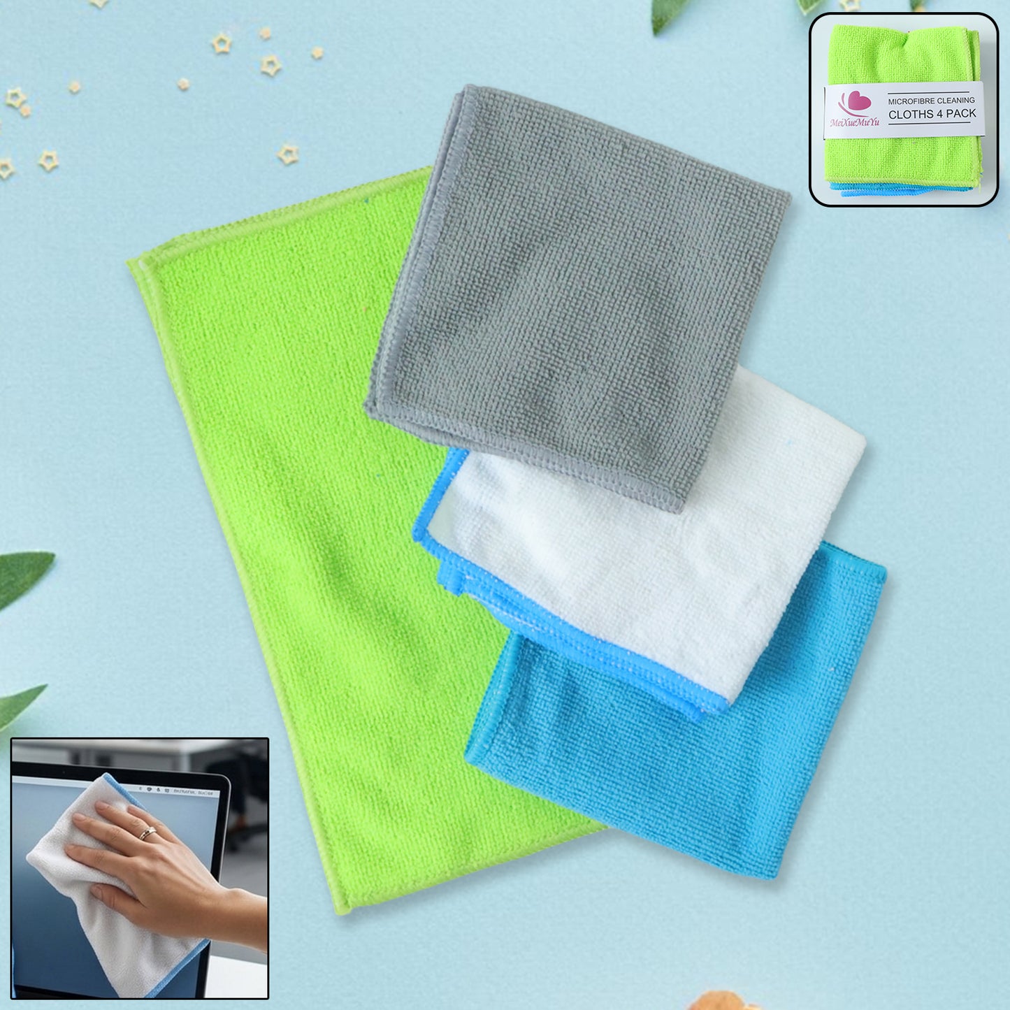 Microfiber Cleaning Cloths - 4 Pc Set, 28x29 Cm - Great Price - Image 2