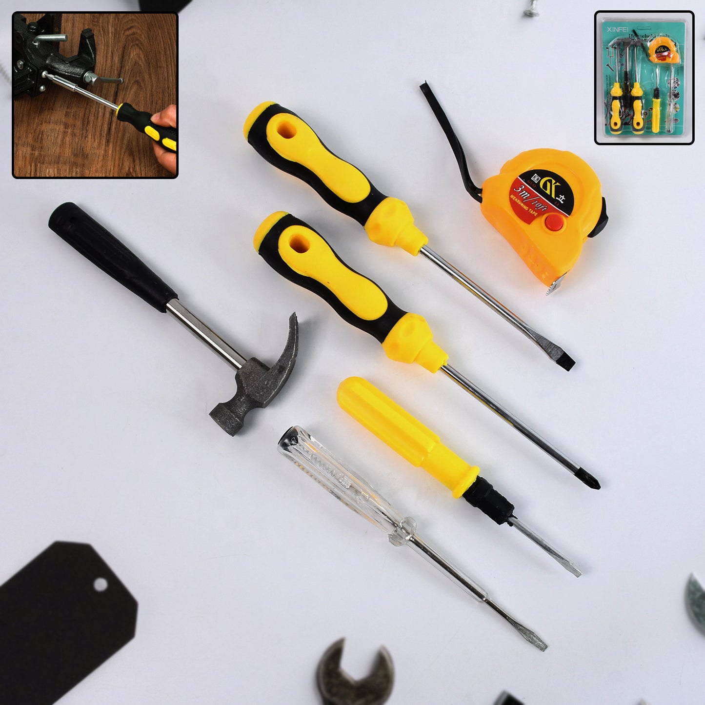 6 In 1 Hand Tool Kit Repair Home Screwdrivers Tool Kit With Tools Including Daily - Happy Price - Image 2