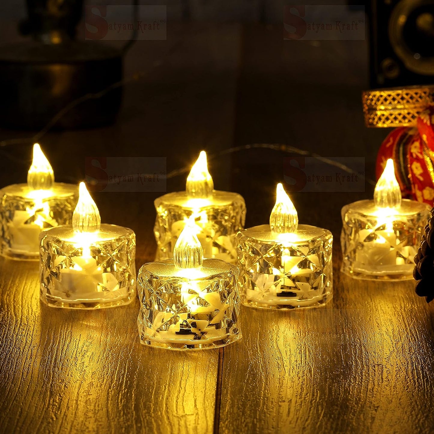 24 Pcs Flameless And Smokeless Decorative Acrylic Candles Transparent Led Tea Light Candle For Gifting House Diwali Christmas Festival Events Decor Candles - Happy Price - Image 2