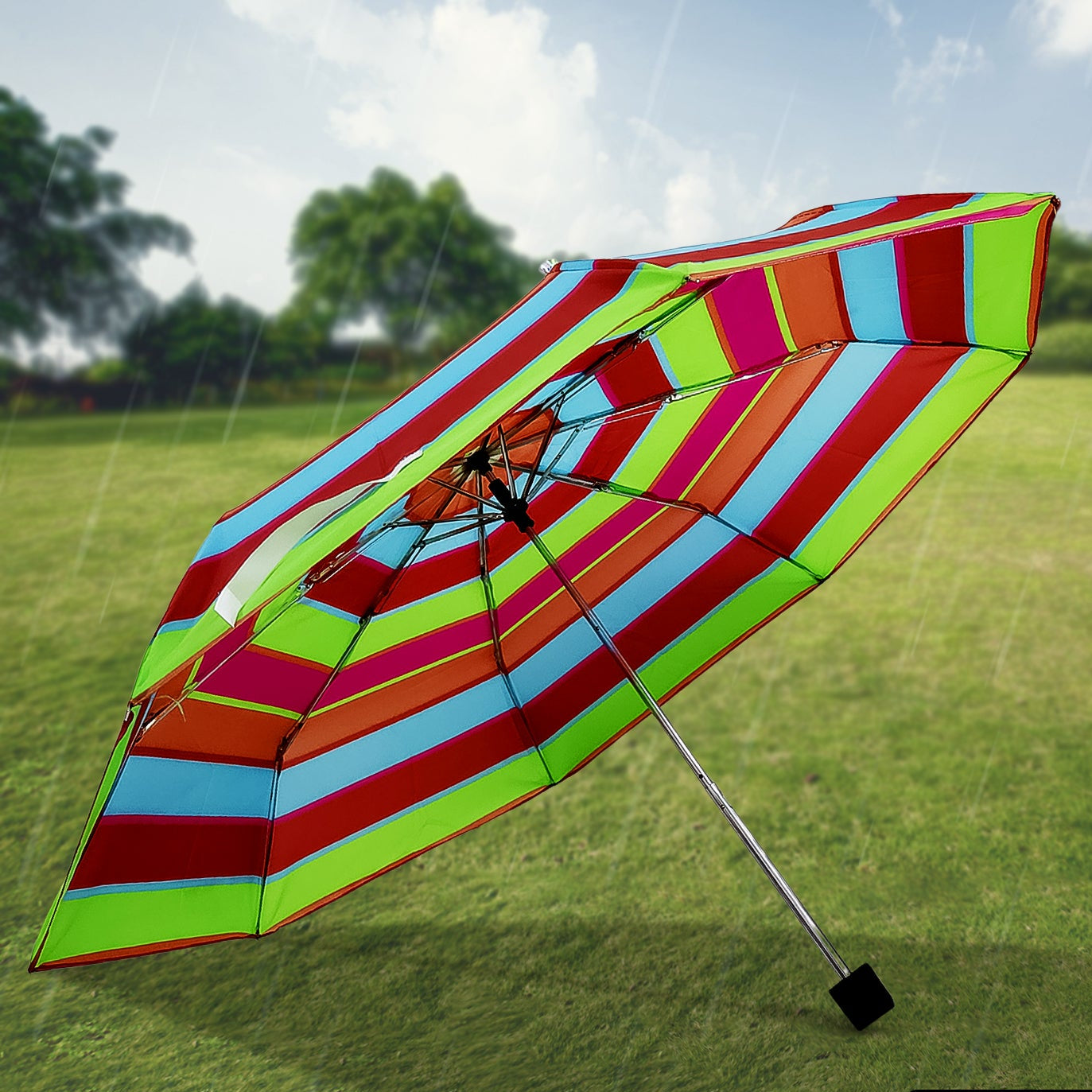 3-fold Sun Rain Protective Solid Foldable Umbrella (1 Pc) - Happy Price - Image 1