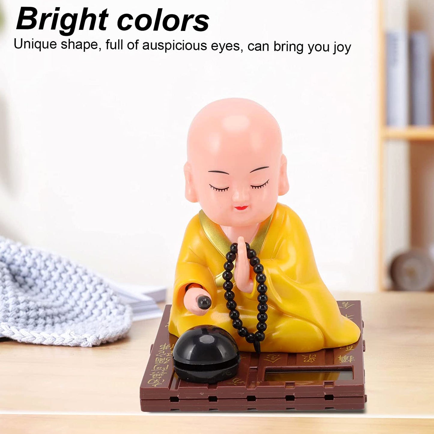 Yellow Solar Powered Sitting Buddha Statue (Medium, 1 Pc) - Great Price - Image 3