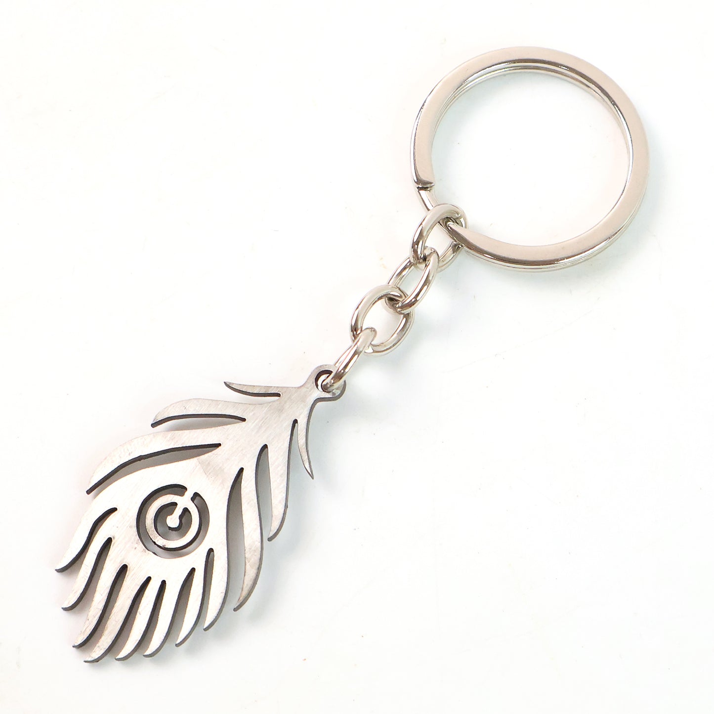 Stylish Stainless Steel Peacock Feather Keychain (1 Pc) - Happy Price - Image 2