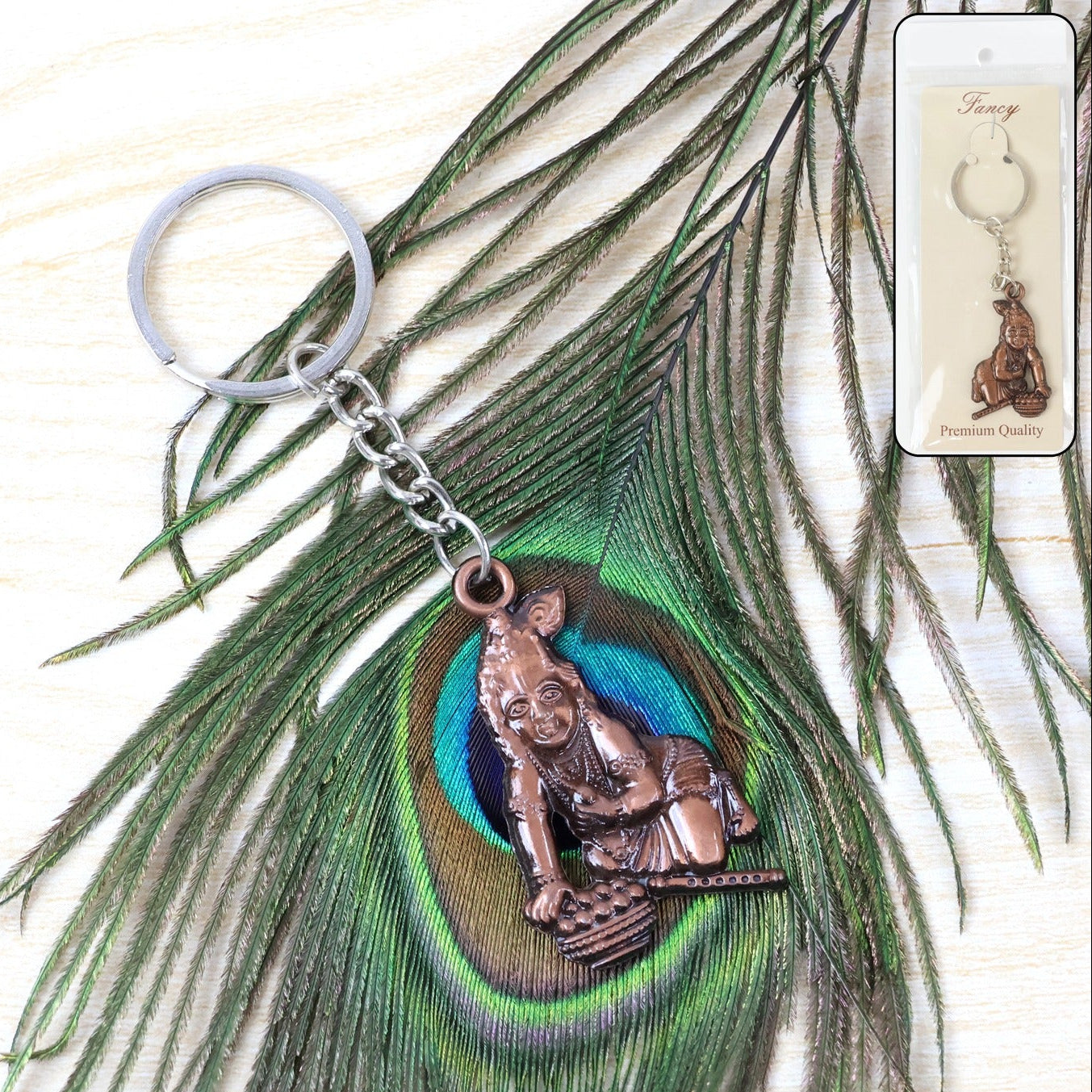 Bal Krishna Crawling Design Metal Keychain - 1 Pc - Happy Price - Image 1