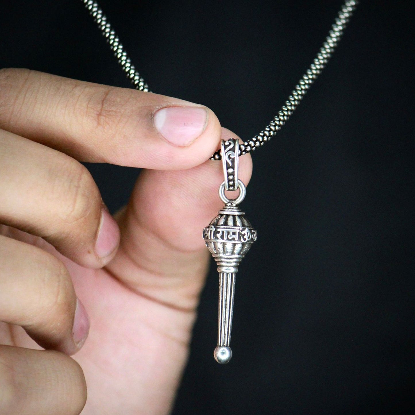 Silver Chain With Gada Pendant Locket (1 Pc) - Happy Price - Image 7