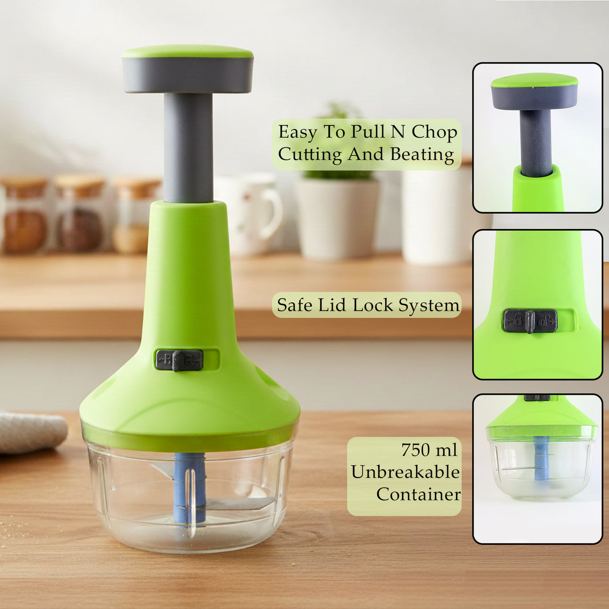 750 ML Push Chopper for Vegetables & Fruits - Manual Hand Press Dicer - Happy Price - Image 3