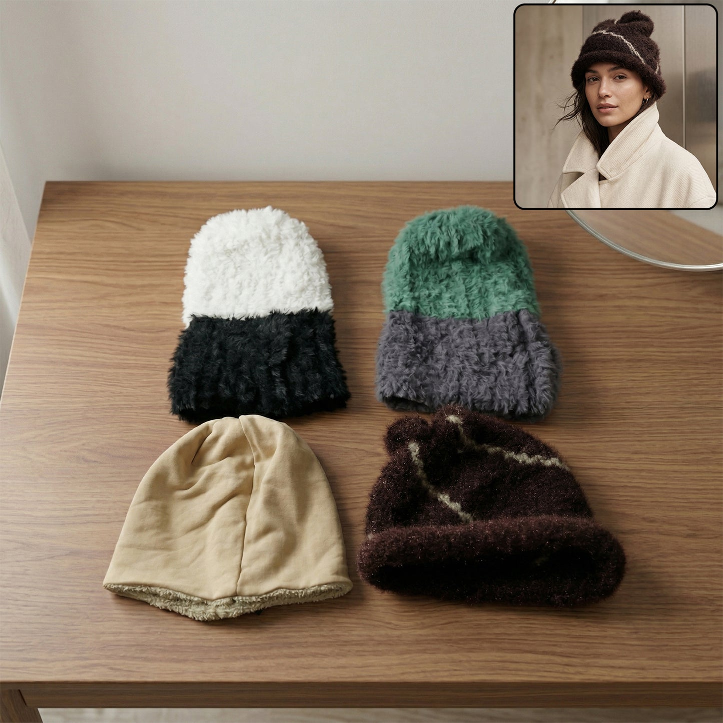 Warm Woolen Beanie Cap for Men & Women - 1 Pc Mix Design - Great Price - Image 2