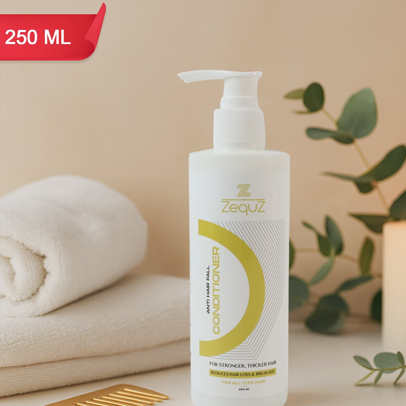 Zequz Anti Hair Fall Conditioner - 250 ML Bottle for Stronger, Smoother Hair - Happy Price - Image 1
