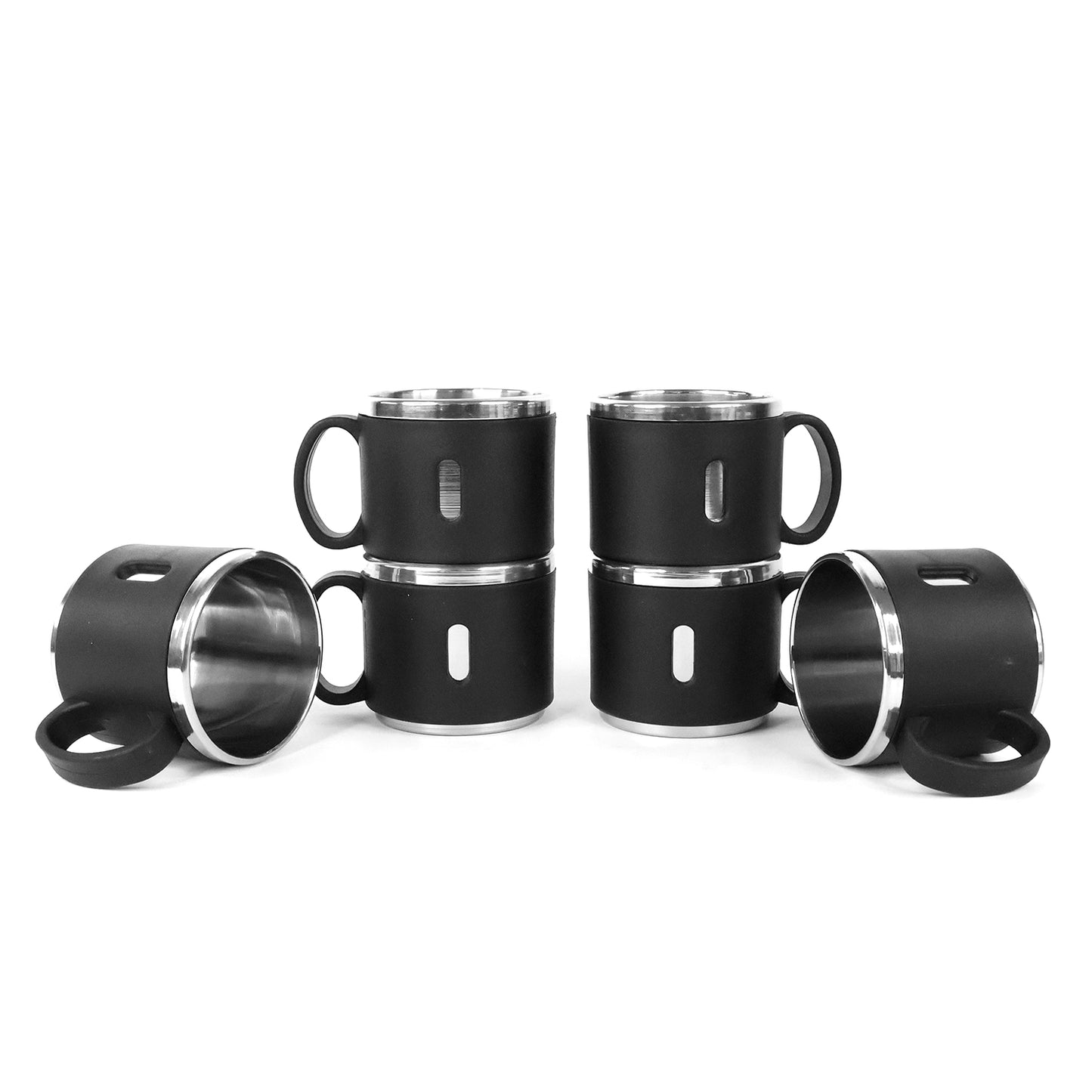 Apex Stainless Steel Double Wall Coffee Mugs Gift Set - 6 Pcs, 150 ML Each - Happy Price - Image 2