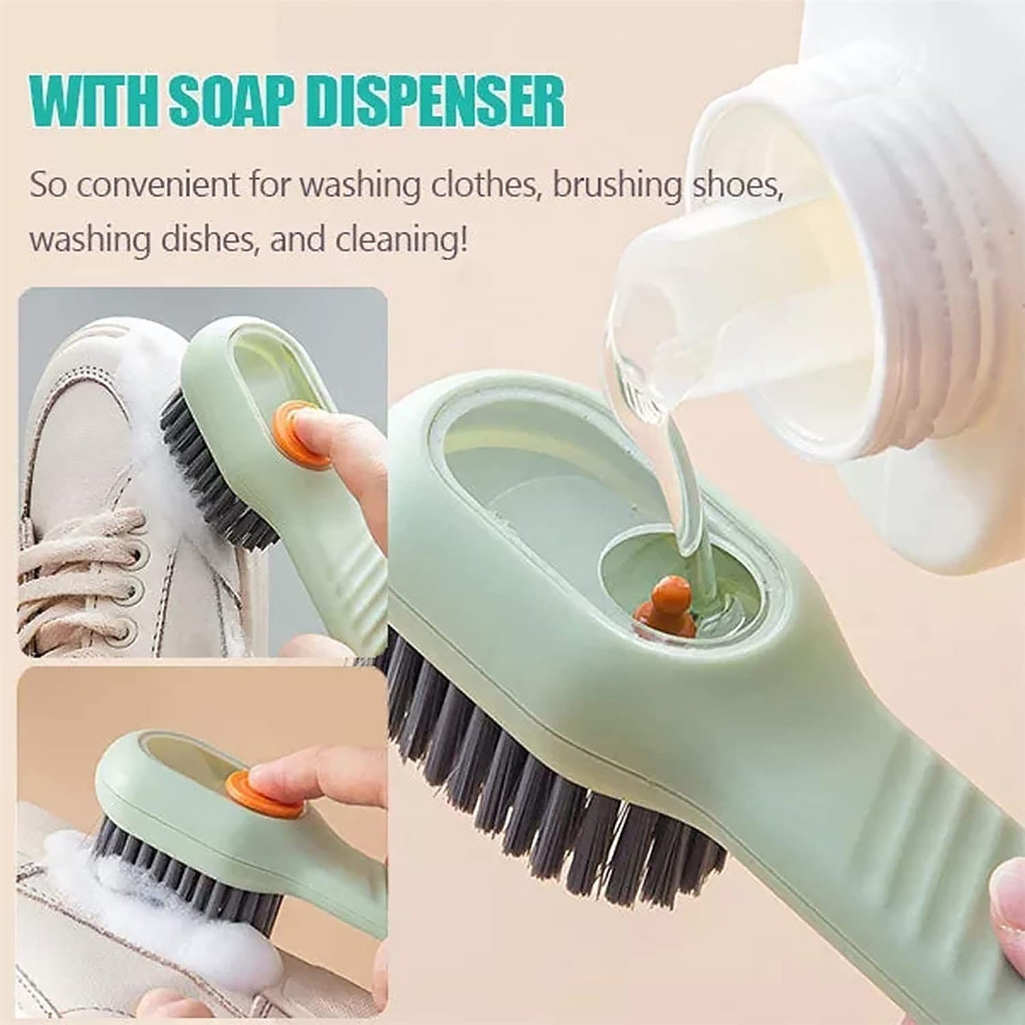 Multifunctional Scrubbing Brush With Liquid Soap Dispenser Cleaning Brush With Liquid Soap Dispenser Shoe Brush For Cleaning Cloth Cleaning Brush With Handleliquid Shoe Brush For Shoe Clothes (1 Pc) - Happy Price - Image 5