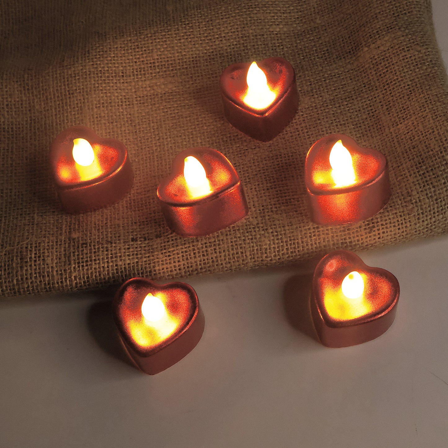 Heart Shape LED Flameless Candles - Set of 6