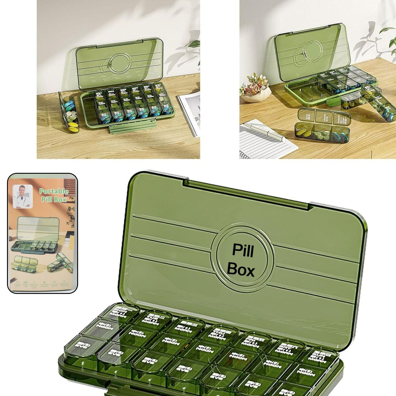 Portable Weekly Pill Box Organiser Daily Pill Keeper 21 Grid Container (1 Pc) - Happy Price - Image 3