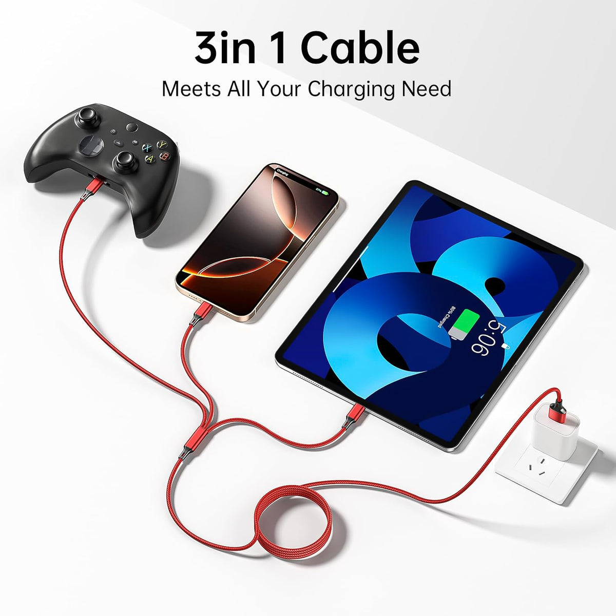3-in-1 Universal Charging Cable with Type-C, Micro USB & Lightning Connectors - 1 Pc - Happy Price - Image 5