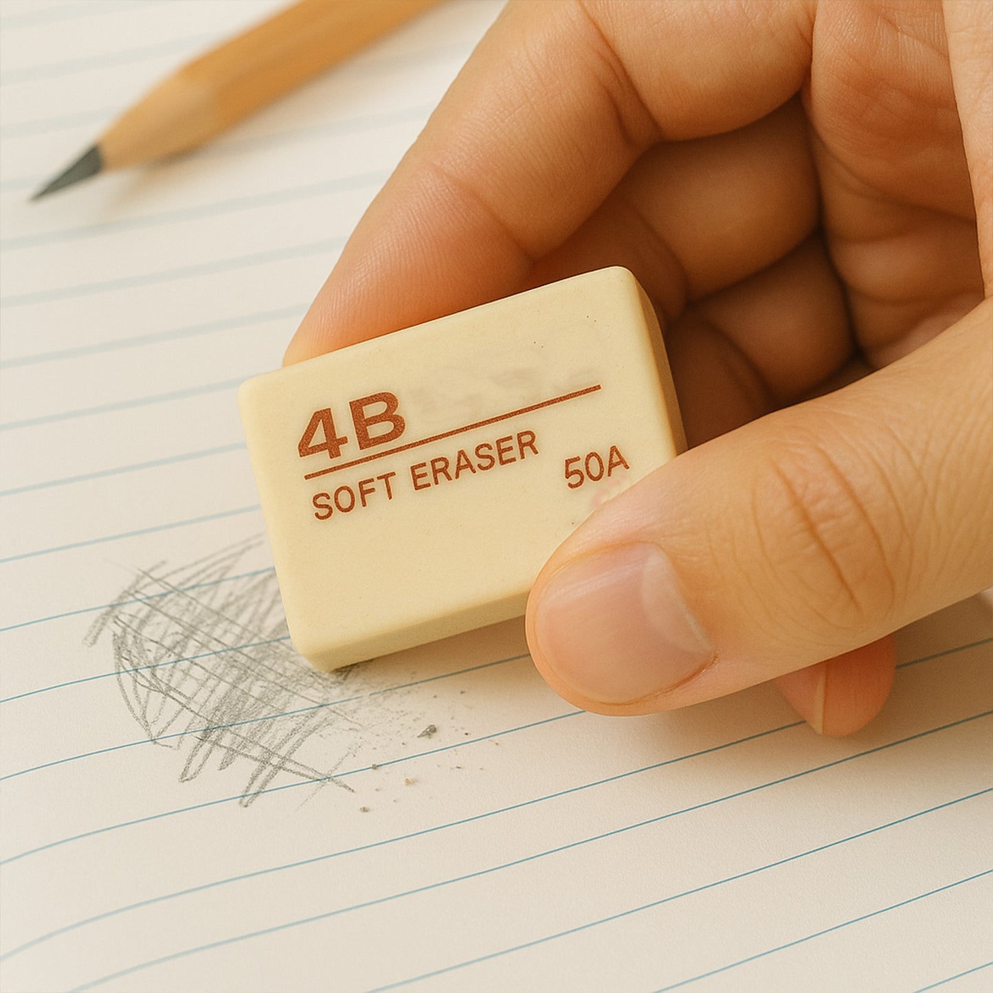 Premium 4B Soft Eraser - 1 Piece for Pencils & Sketches - Happy Price - Image 3