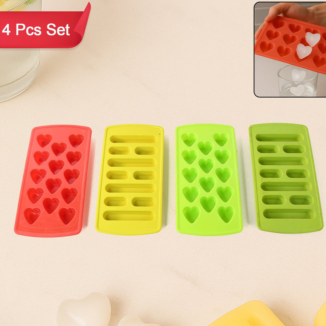 Plastic Ice Cube Tray Set (4 Pc) - Happy Price - Image 1