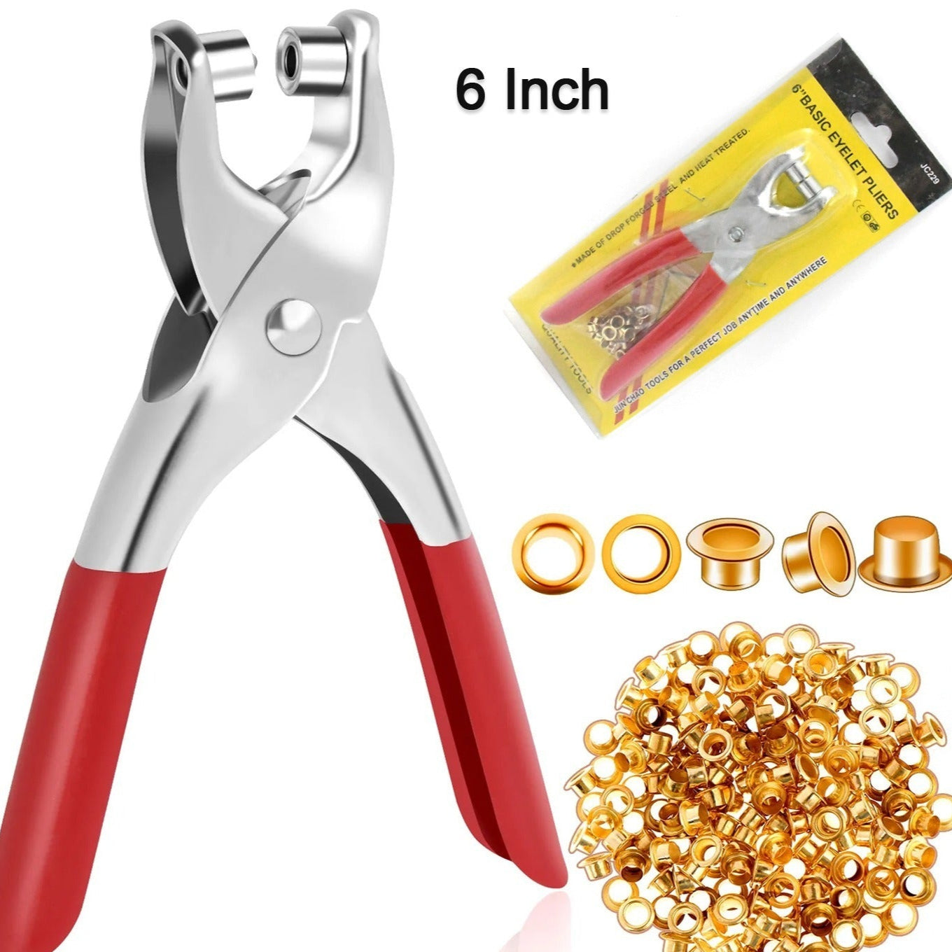 Grommet Setting Tool With 25 Pcs Gold Eyelets Grommets Steel Hole Punch Setter Kit For Leather Canvas All Fabrics Men And Women Clothes Shoes Belts Bags Crafts - Happy Price - Image 1