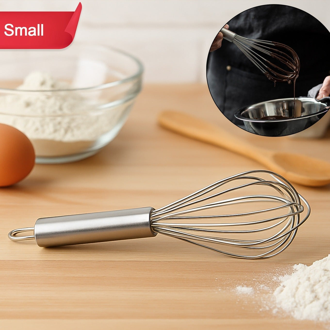 Small Stainless Steel Balloon Whisk (20cm 1 Pc) - Happy Price - Image 1