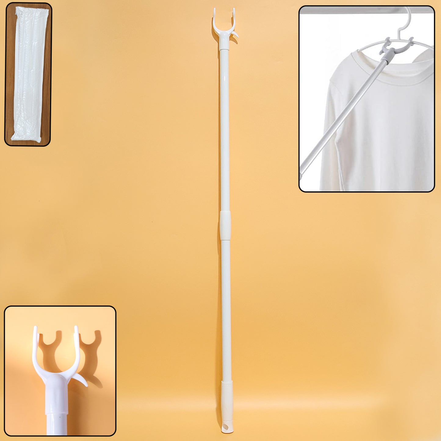 86 cm Long Reach Clothes Hook Rod for Wardrobes & High Hangers (1 Pc) - Happy Price - Image 2