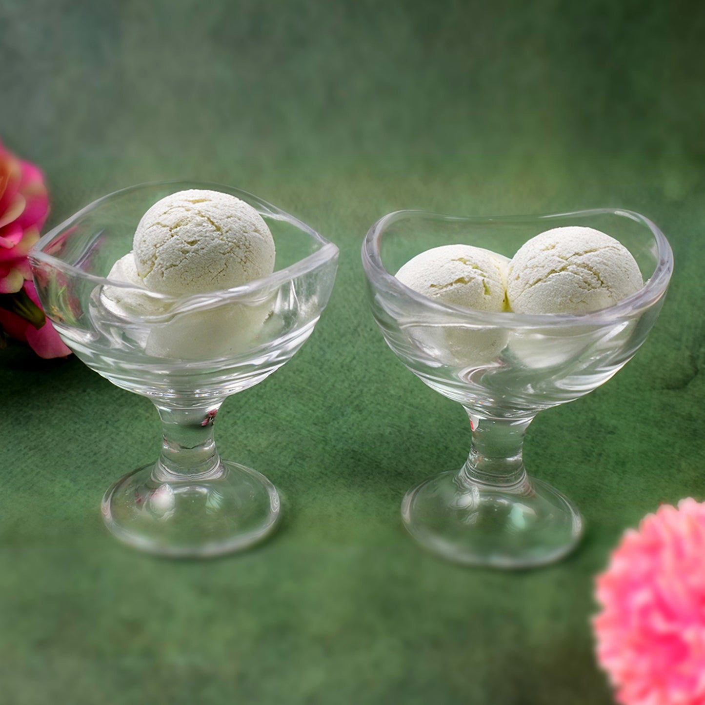 Set of 2 Glass Dessert Bowls - Elegant Footed Ice Cream Cups for Sundaes & Parfaits - Great Price - Image 2