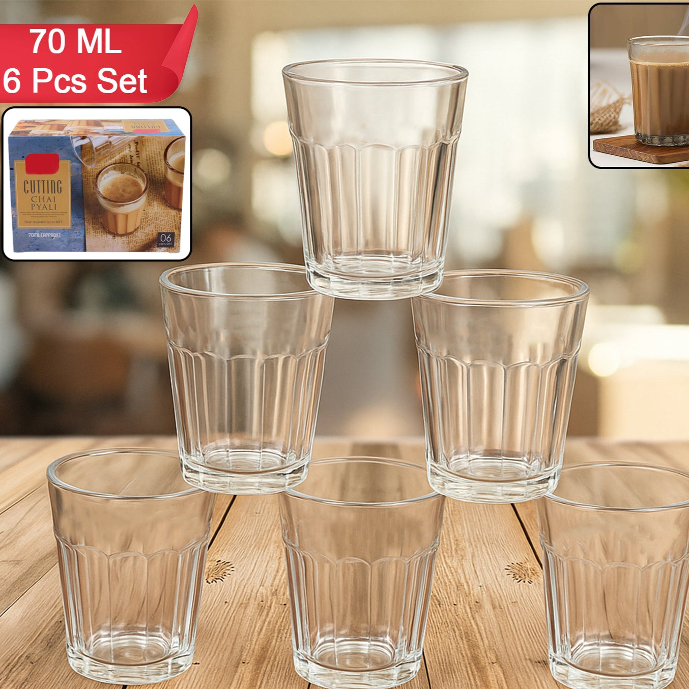 Supermom Traditional Cutting Chai Pyali Set (70ml 6 Pc) - Happy Price - Image 1