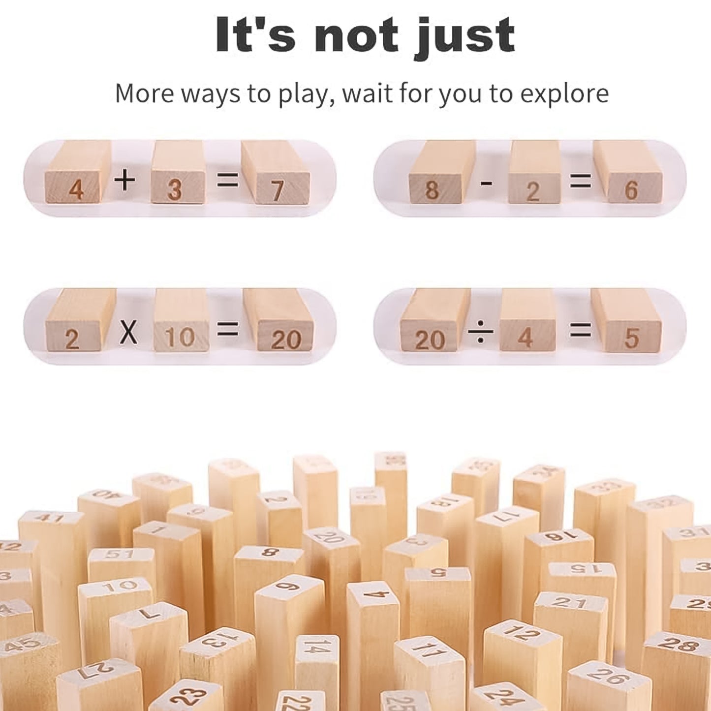 Wooden Tumbling Stacking Tower Game (48 Pcs Blocks 2 Dices) - Happy Price - Image 5