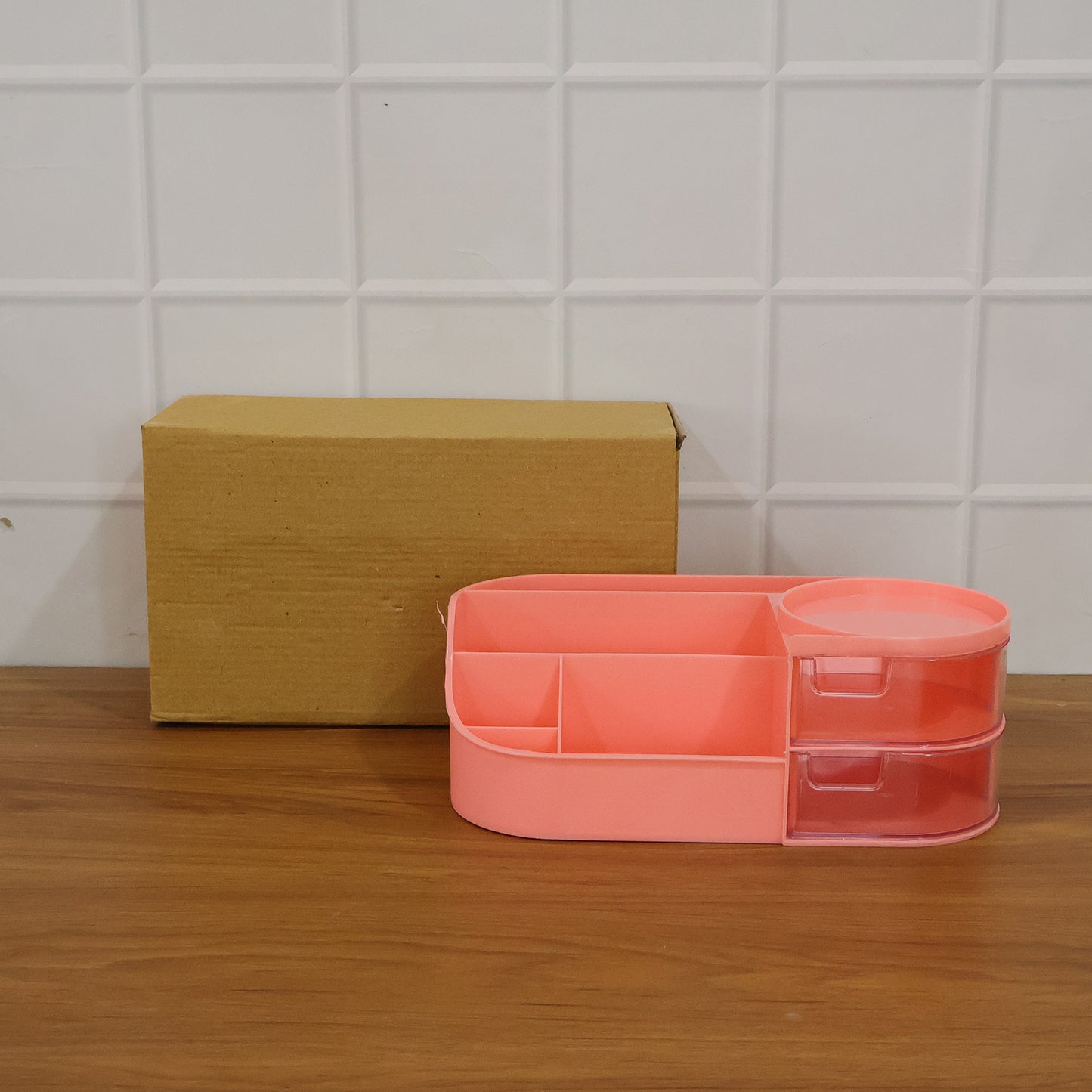 Pink Multipurpose Makeup Organizer Box with Drawers - 1 Pc - Great Price - Image 7