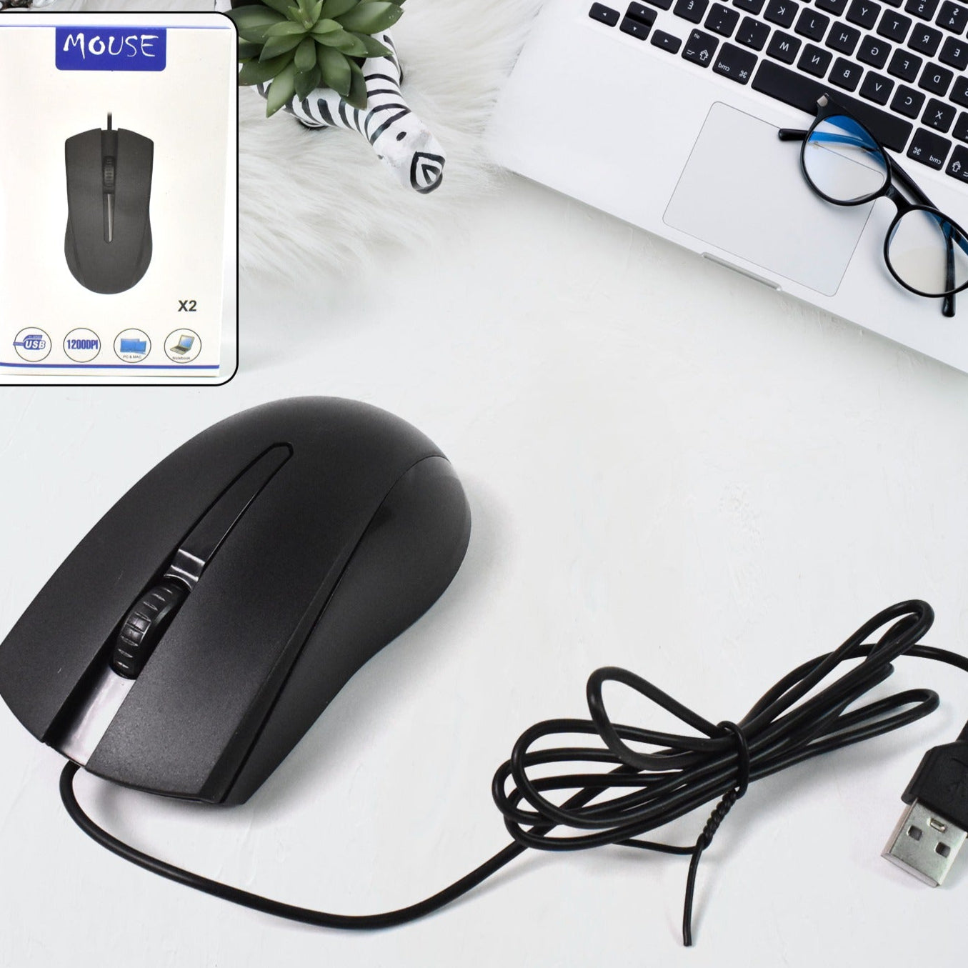 Computer Laptop Wired Optical Mouse X2 (1 Pc) - Happy Price - Image 1