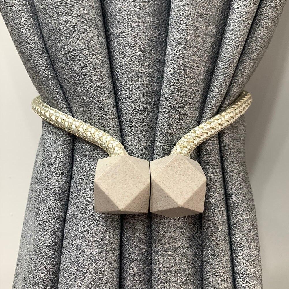 Hexagonal Magnetic Braided Rope Drapery Window Curtains Loop Binding Ties Buckle (2 Pc) - Happy Price - Image 2