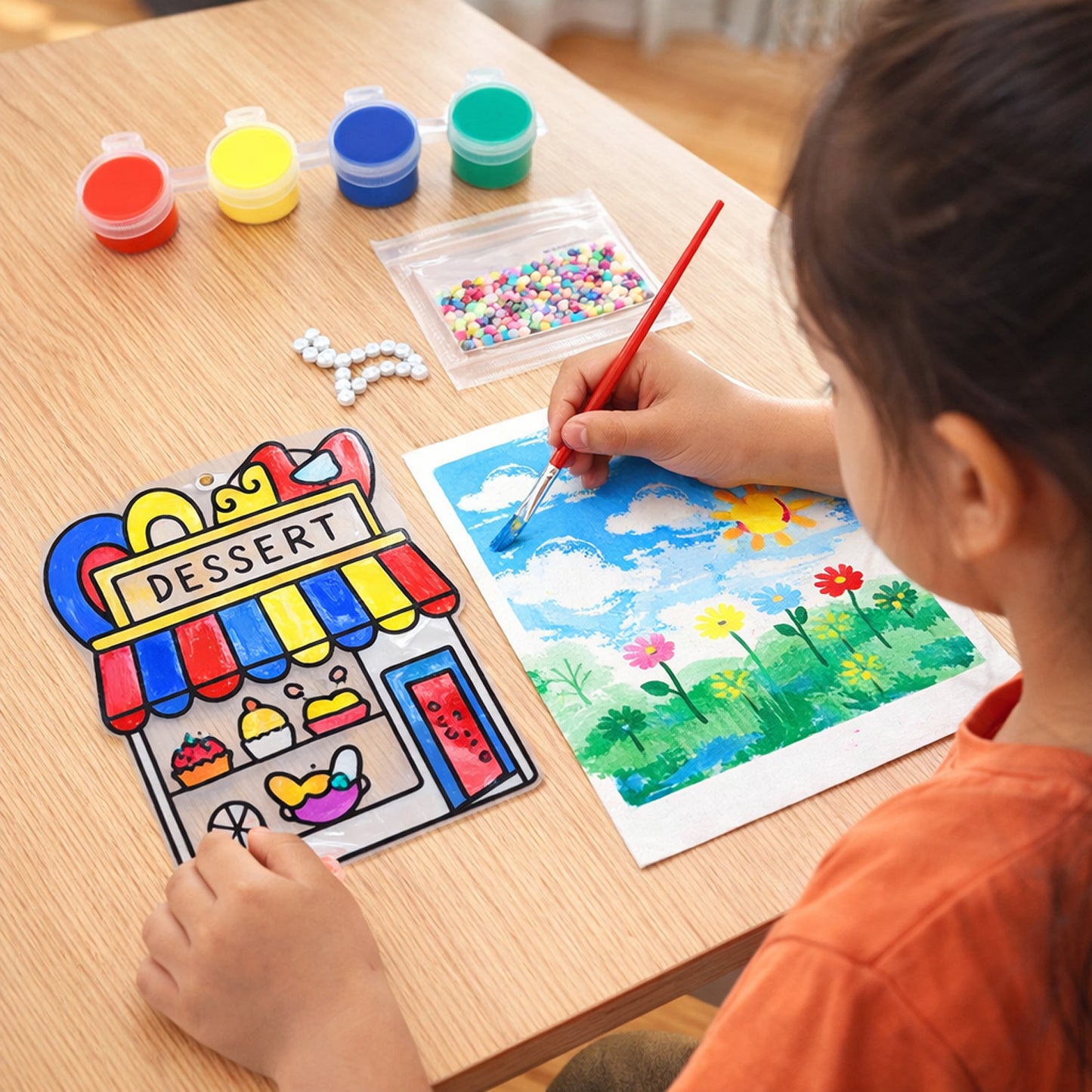 Kids Paint Coloring Craft Activity Set With Beads (Mix Design 1 Set)