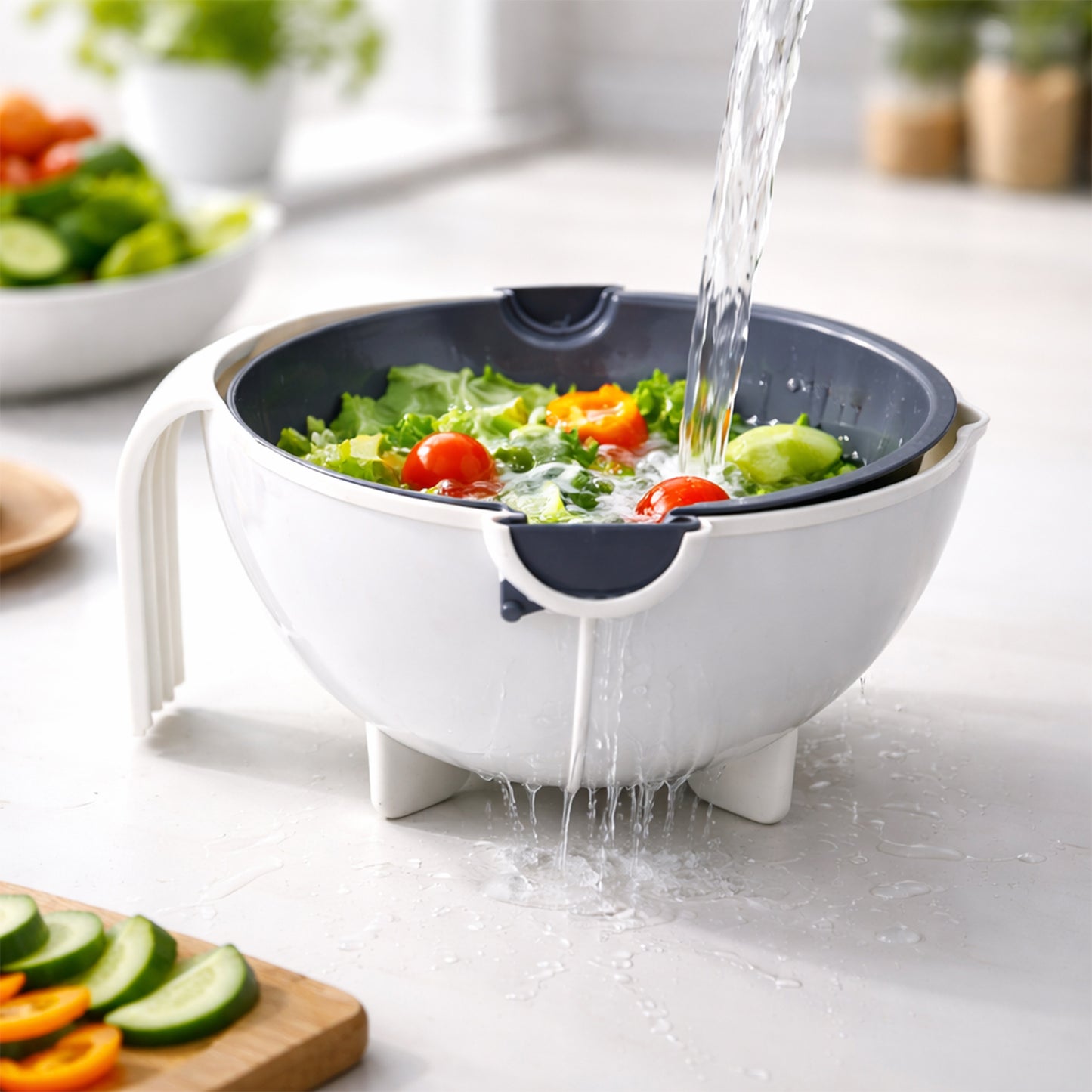 2-in-1 Vegetable Washing Bowl with Strainer - 1 Pc - Great Price - Image 2