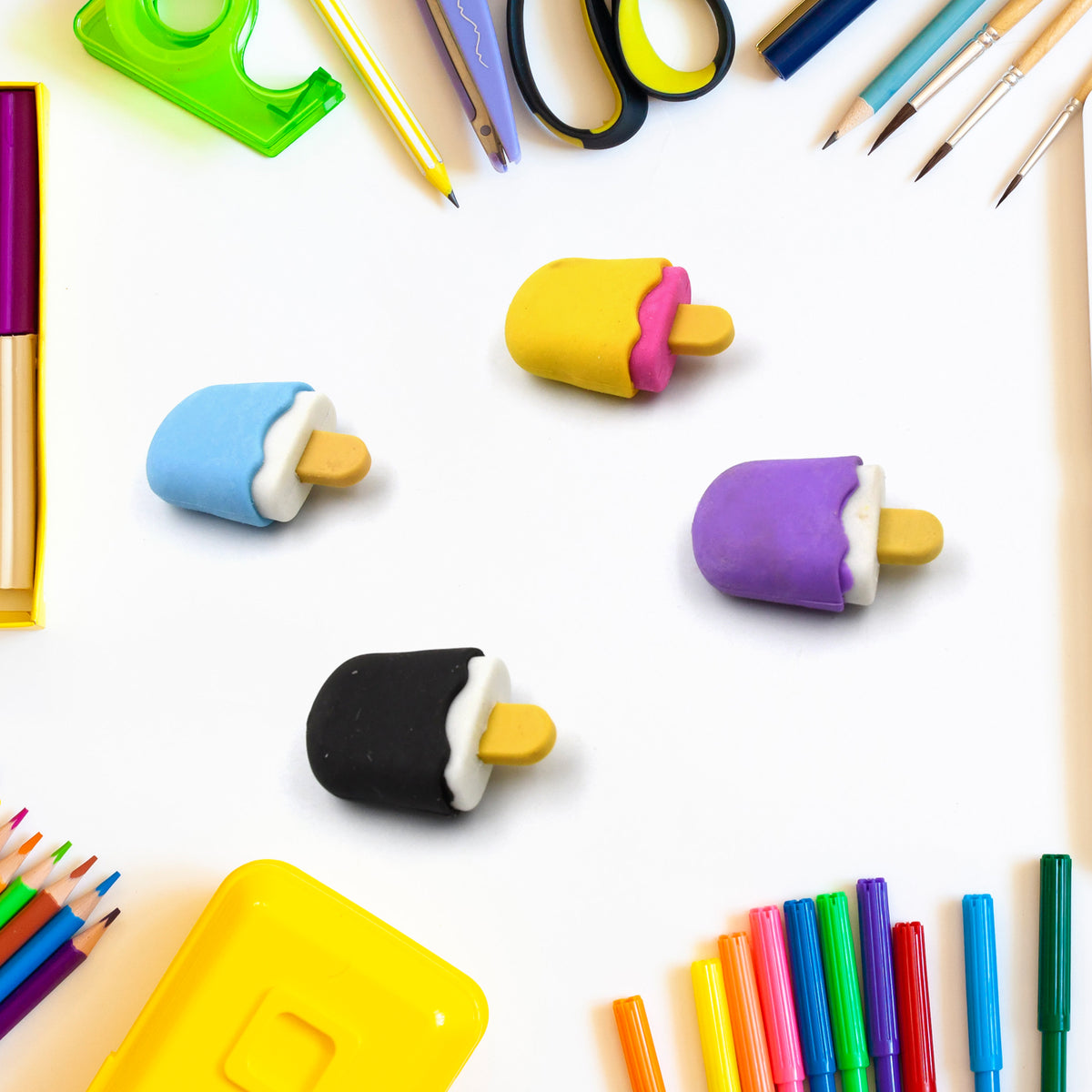 Ice Cream Eraser For Girlseraser For School Bday Return Gift Party Doughnut Lollipop Ice Cream Theme Shape Erasers Pencils Set For Kids Educational Stationary Kit School Supplies (1 Set 4 Pc) - Happy Price - Image 5