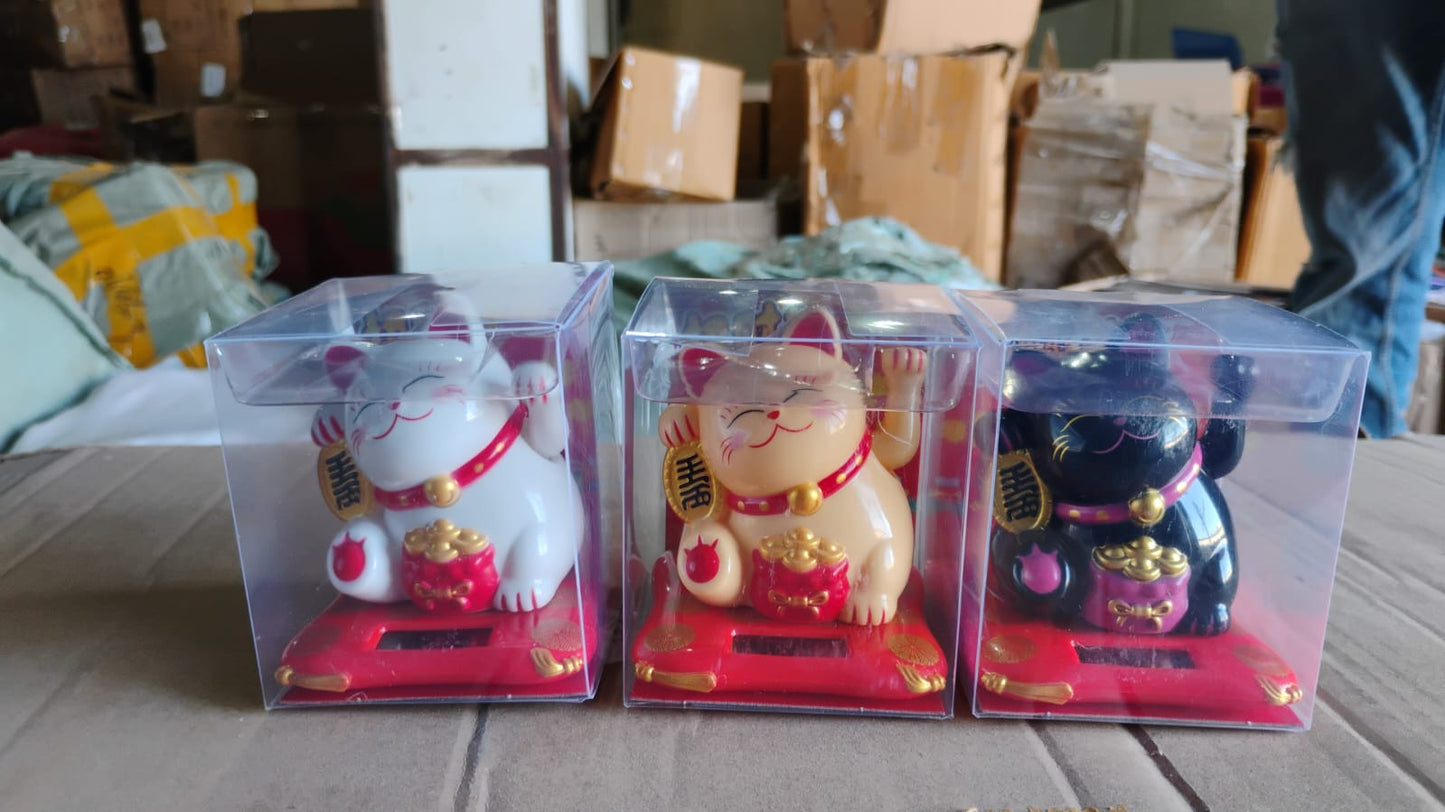 Solar Powered Happy Cat Beautiful With Arm Waves Wealth Cat (1 Pc Mix Color) - Happy Price - Image 7