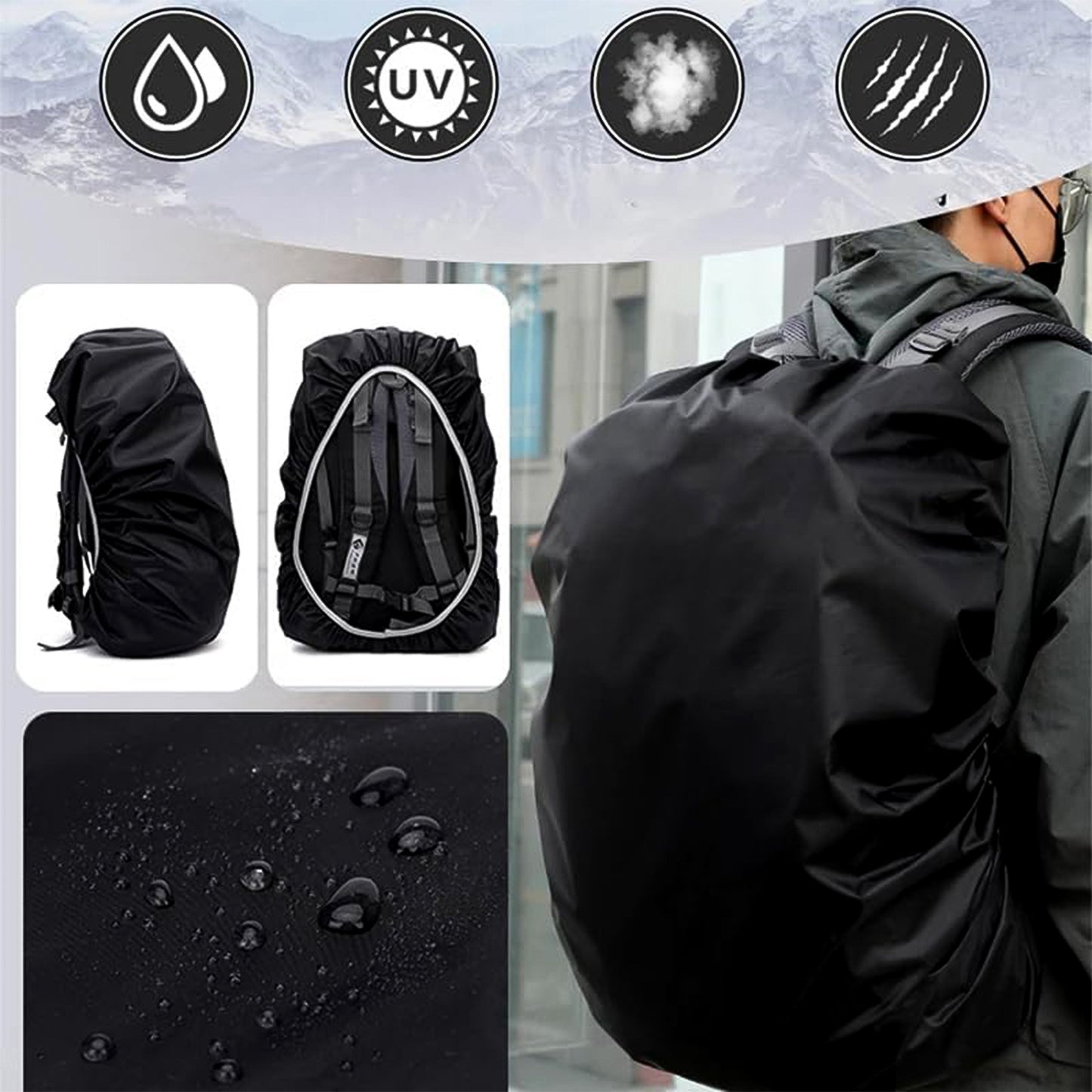 Waterproof Small Size Backpack Rain Cover (1 Pc) - Happy Price - Image 2