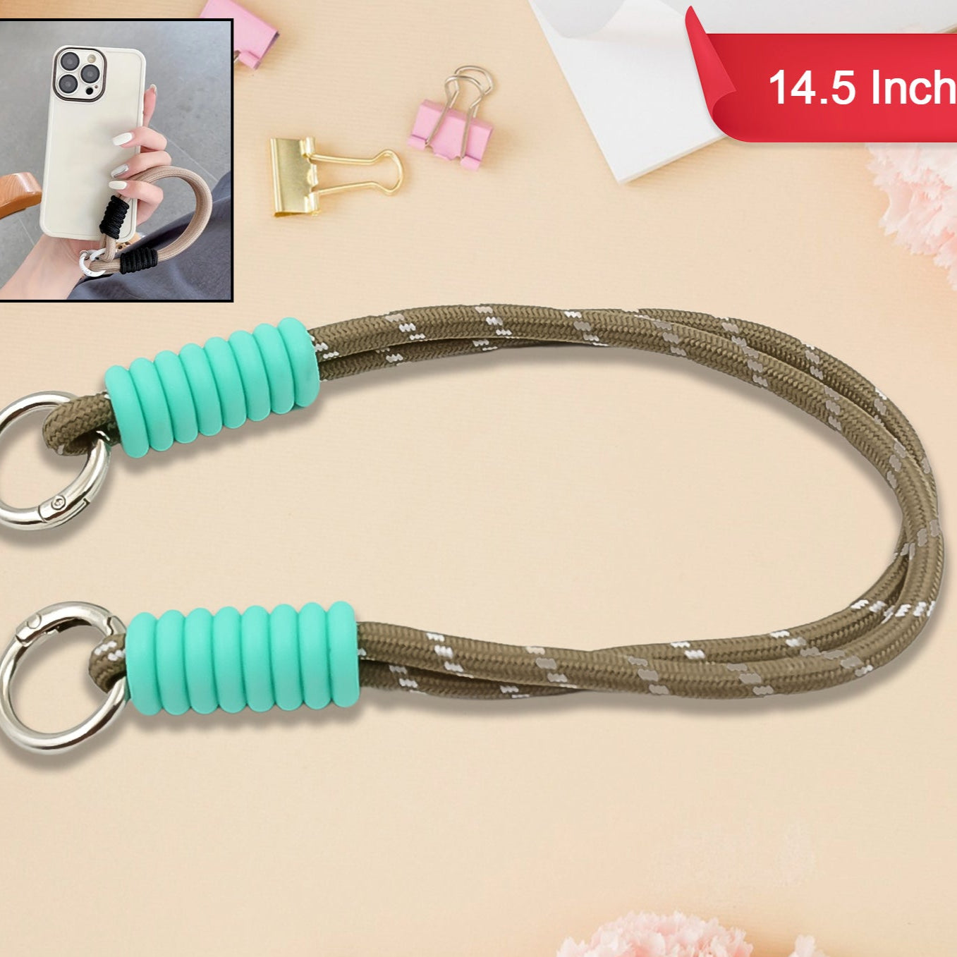 Multipurpose Two Sided Adjustable Hand Wrist Strap Lanyardwith Cellphone Phone Strap (1 Pc 14.5 Inch Multicolor) - Happy Price - Image 1