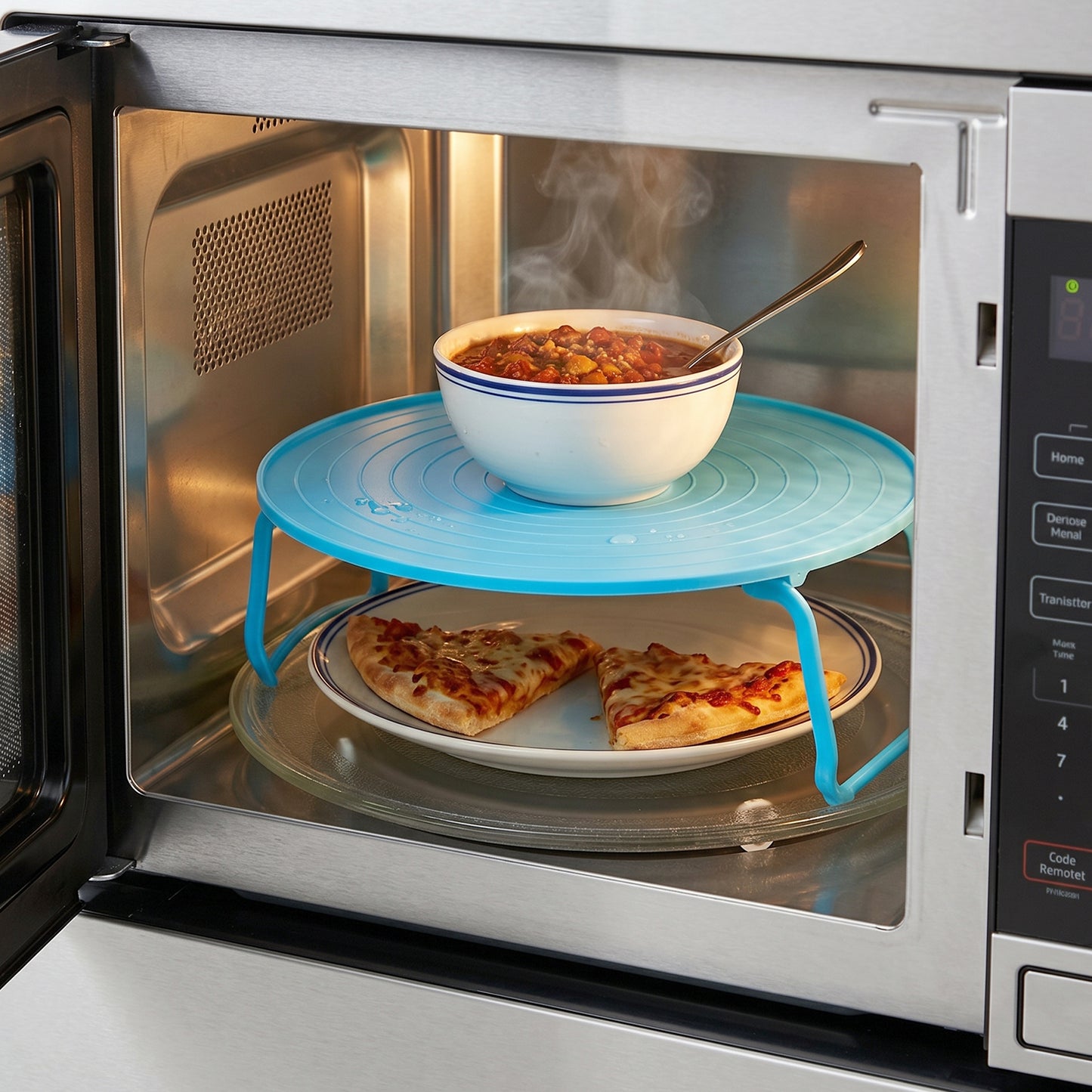 Decorative Plastic Serving Tray with Stand - Non-Slip, Microwave Safe (1 Pc) - Happy Price - Image 3
