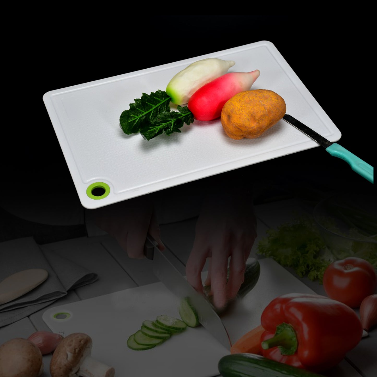 Plastic Kitchen Cutting Board for Fruits & Vegetables - Happy Price - Image 2