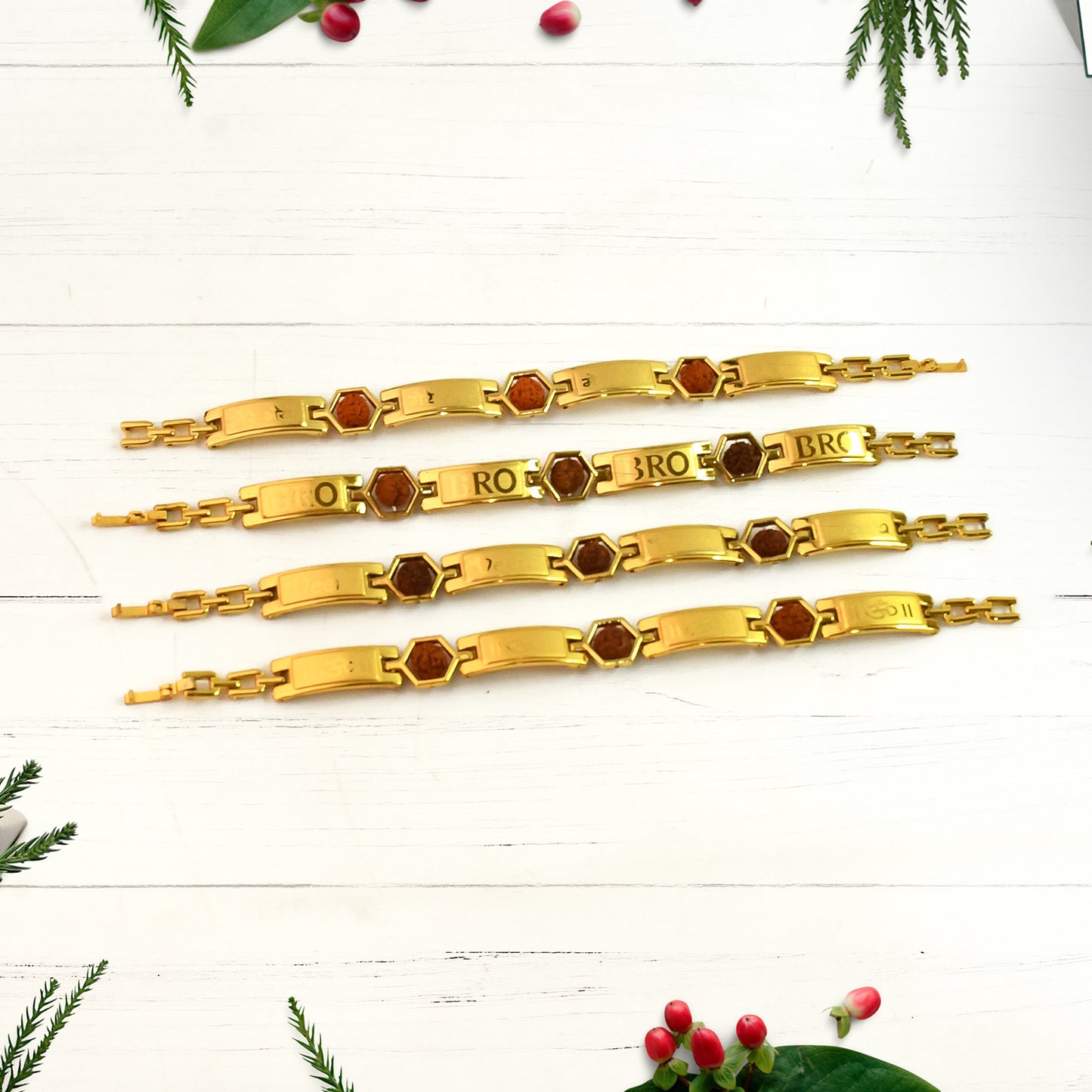 Gold Plated Hexa Bead Bracelet Rakhi For Brother (1 Pc) - Happy Price - Image 4