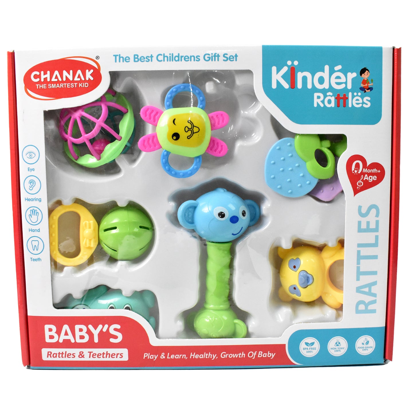 Kinder Rattles Classic Store Plastic Non-toxic Shake And Grab Ball Baby Rattles Teethers (8 Pcs Set) - Happy Price - Image 4